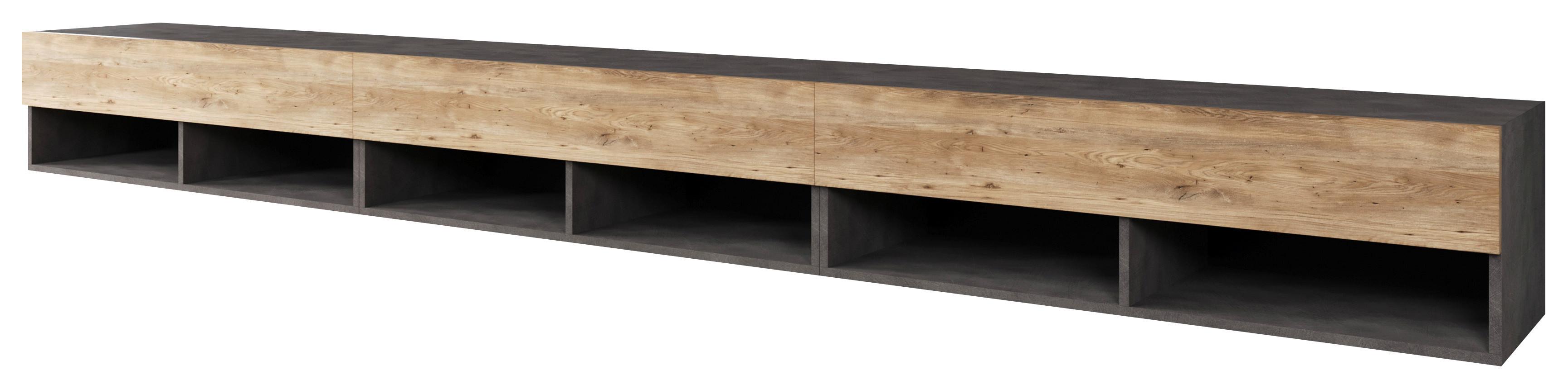 Nizka Omarica Vera, Antracit, Barva Kostanja, Z Osvetlitvijo - siva/antracit, Trend, umetna masa/leseni material (300cm) - P & B