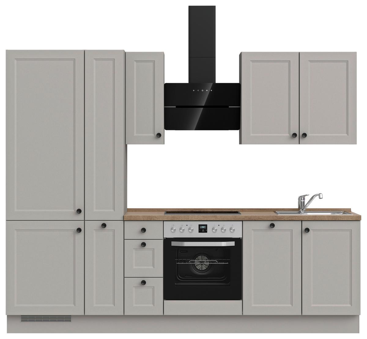 Küchenblock Cascada High m. Geräten Grau - Eiche dunkel/Schwarz, MODERN, Holzwerkstoff/Metall (270cm) - Nobilia