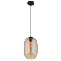 HÄNGELEUCHTE 15794HA JEFREY - Bernsteinfarben/Schwarz, Basics, Glas/Kunststoff (20/120cm) - Globo