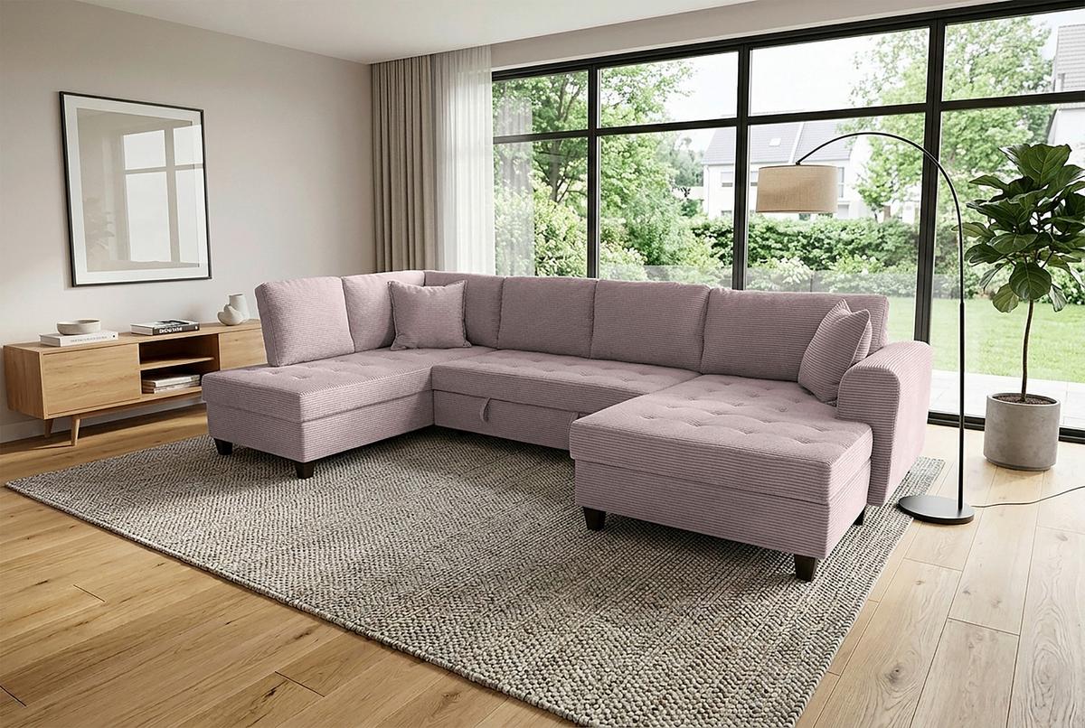 Canapea modulara MORITZ - roz, Trend, textil (178/324/155cm) - Modern Living