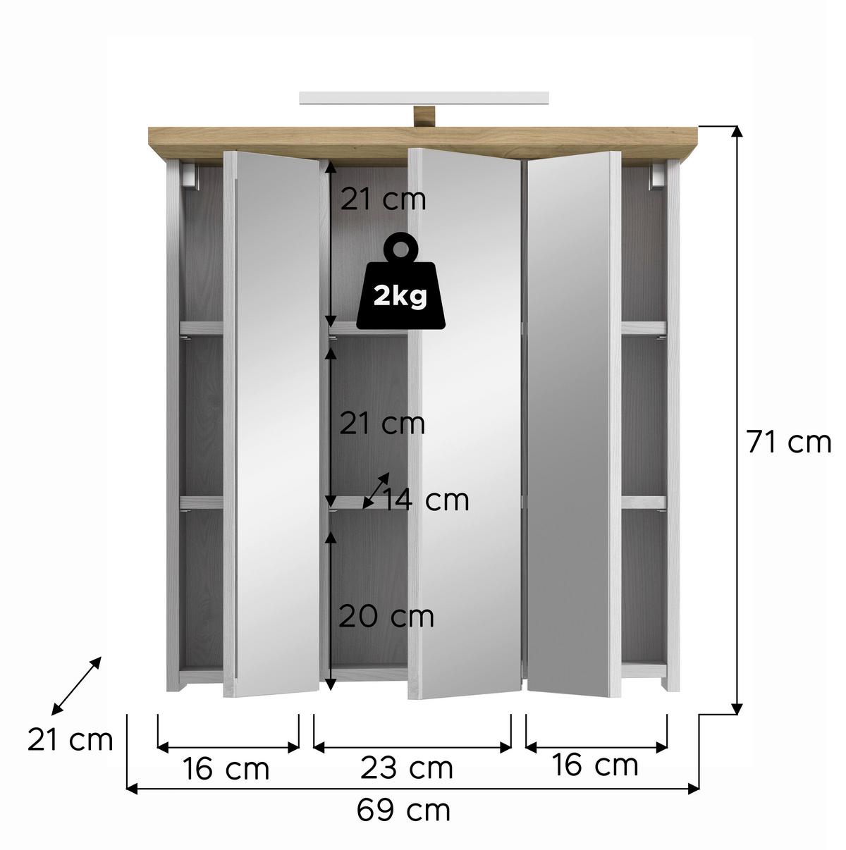 Spiegelschrank Verona Lärchenfarben - Trend, Glas/Holzwerkstoff (69/71/21cm) - MID.YOU