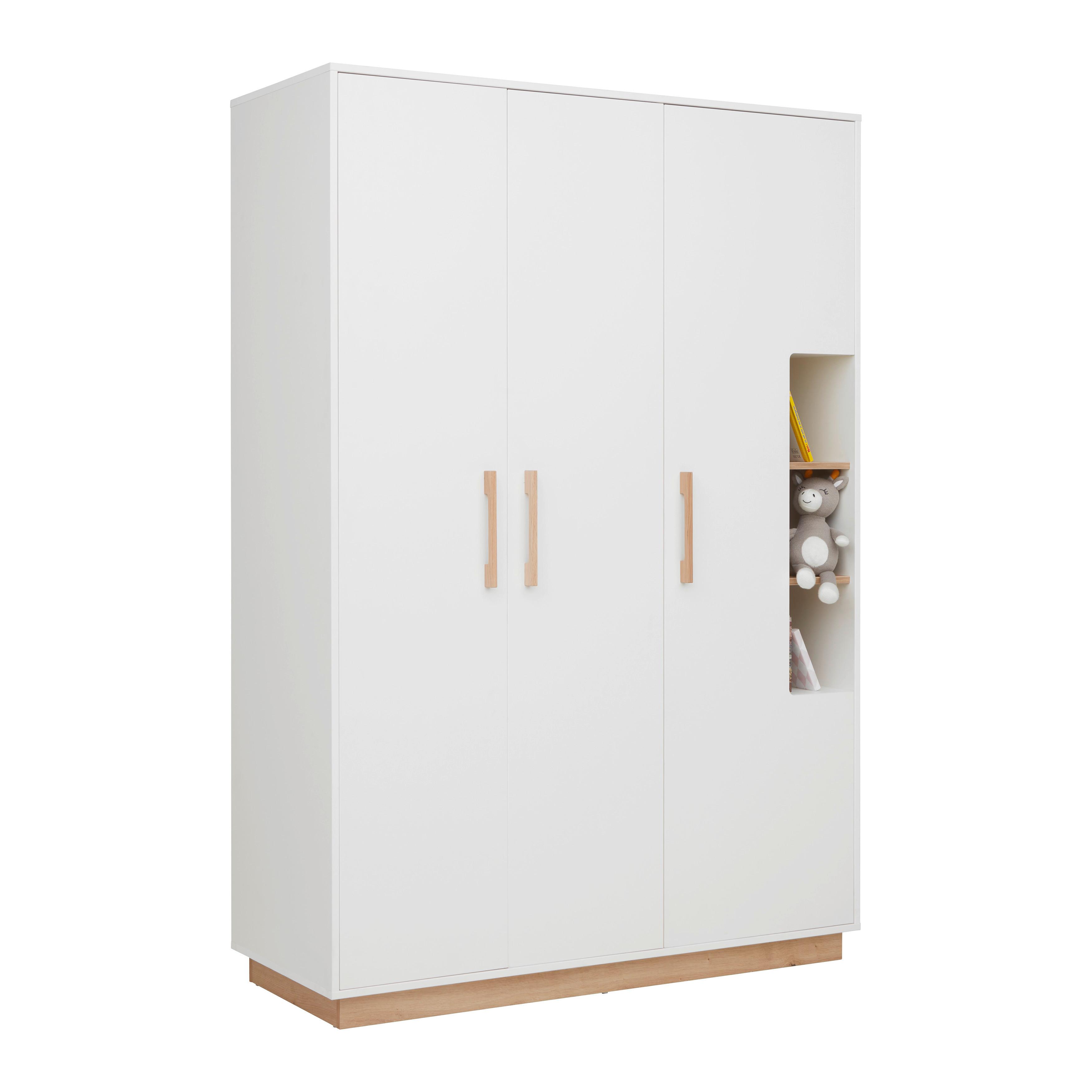 Kleiderschrank Luna White Weiss/Eiche ca. 131x194x55cm - Weiss/Eiche Artisan, Konventionell, Holz/Holzwerkstoff (131/194/55cm) - Roba