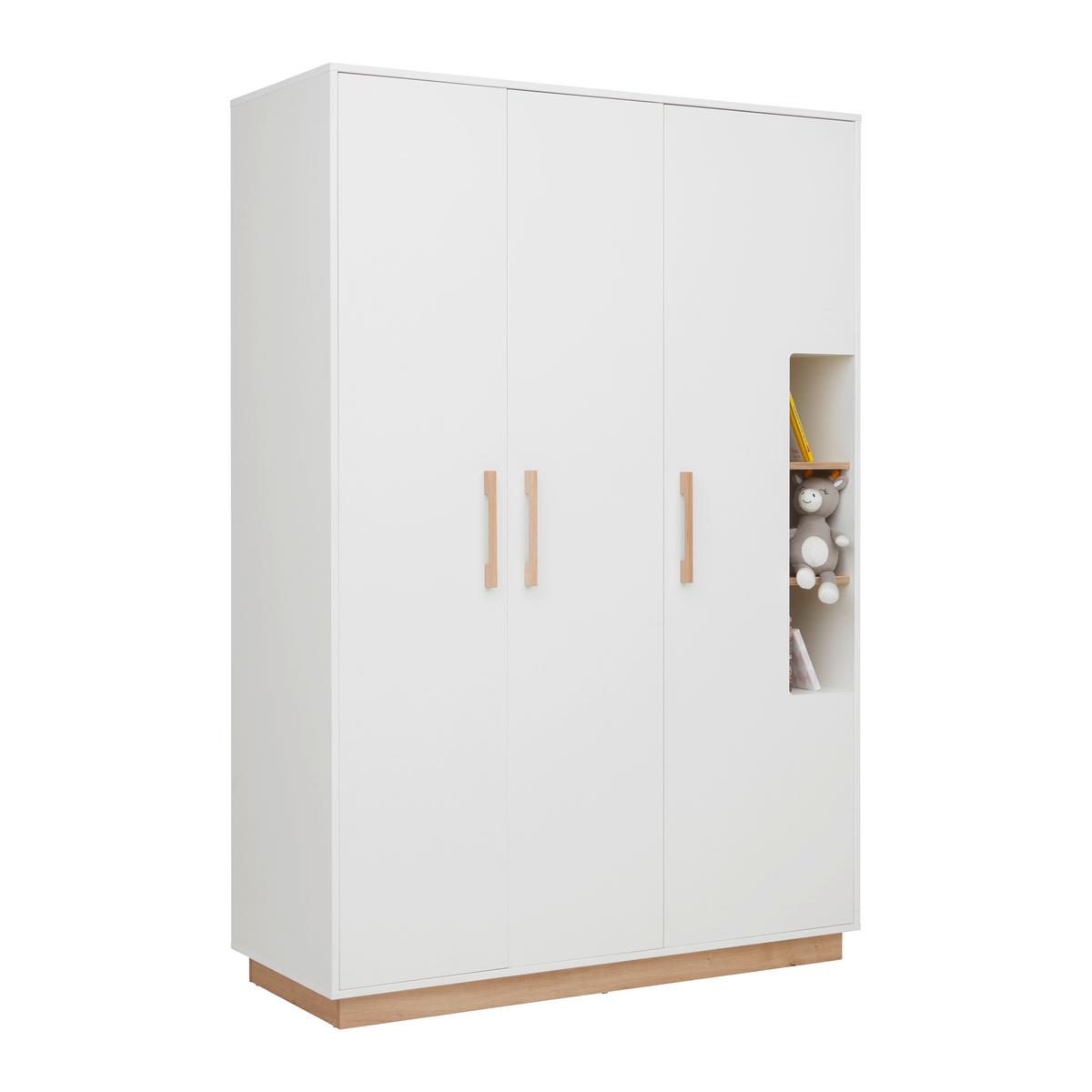 Kleiderschrank Luna White Weiss/Eiche ca. 131x194x55cm - Weiss/Eiche Artisan, Konventionell, Holz/Holzwerkstoff (131/194/55cm) - Roba
