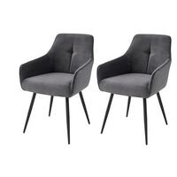 ARMLEHNSTUHL-SET VERONA II S 2ER-SET - Anthrazit/Schwarz, MODERN, Textil/Metall (55/85/61cm) - P & B