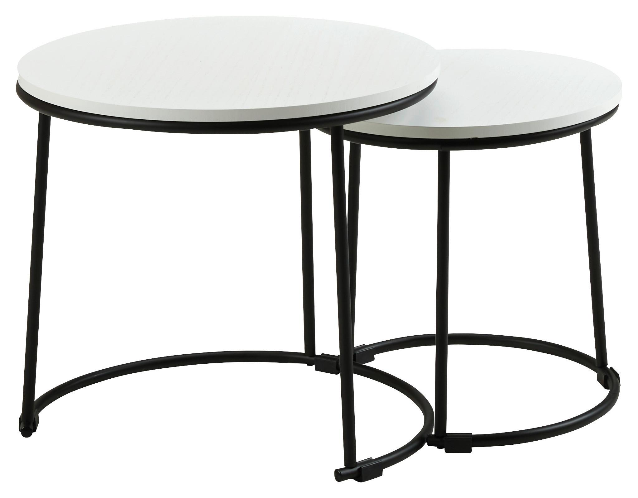 Set mese auxiliare Set mese auxiliare PAULA -SB- - alb/negru, Modern, metal/material pe bază de lemn (35/43/34/39cm) - Modern Living
