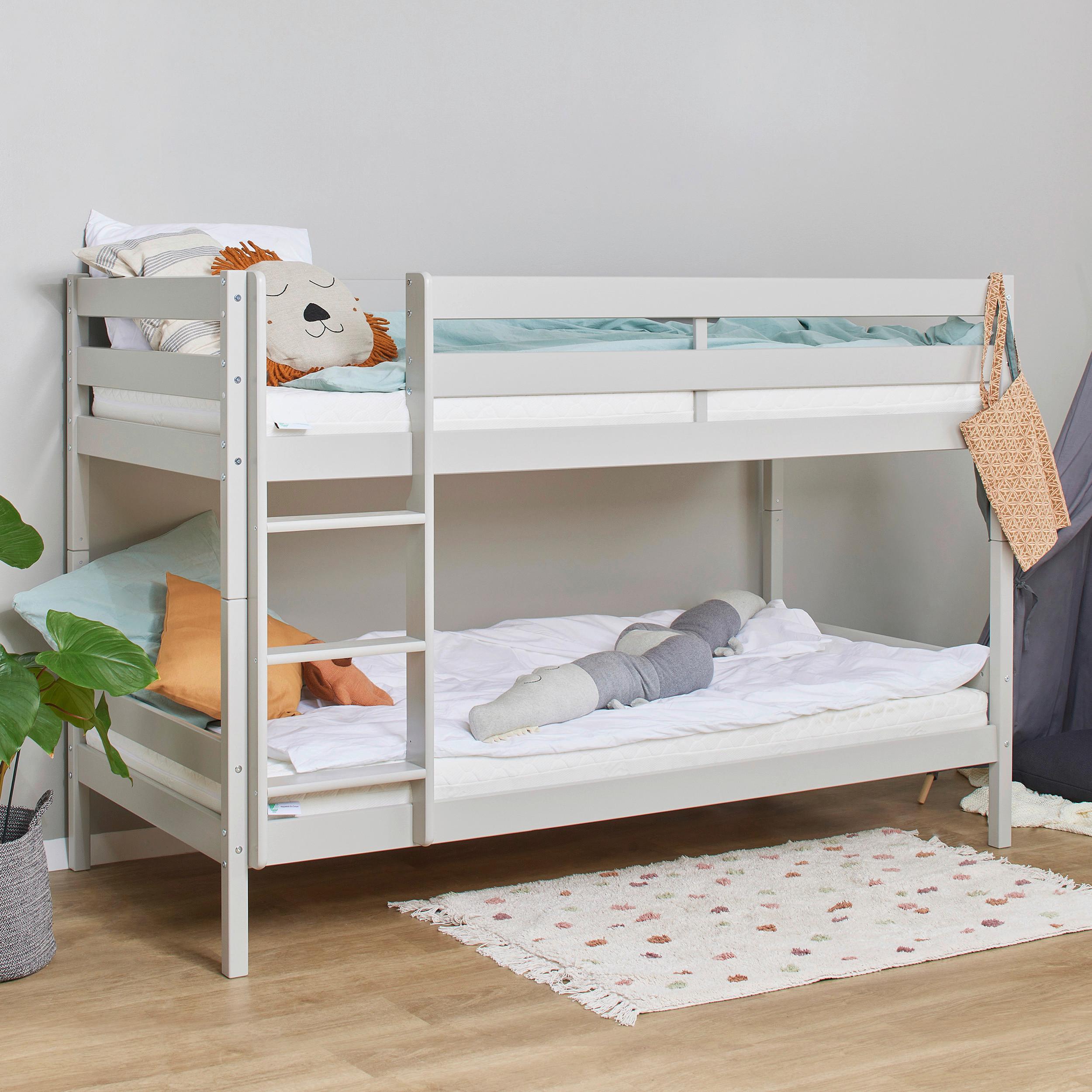 Etagenbett ECO COMFORT Grau Echtholz vollmassiv - Naturfarben/Grau, MODERN, Holz (90/200cm) - MID.YOU