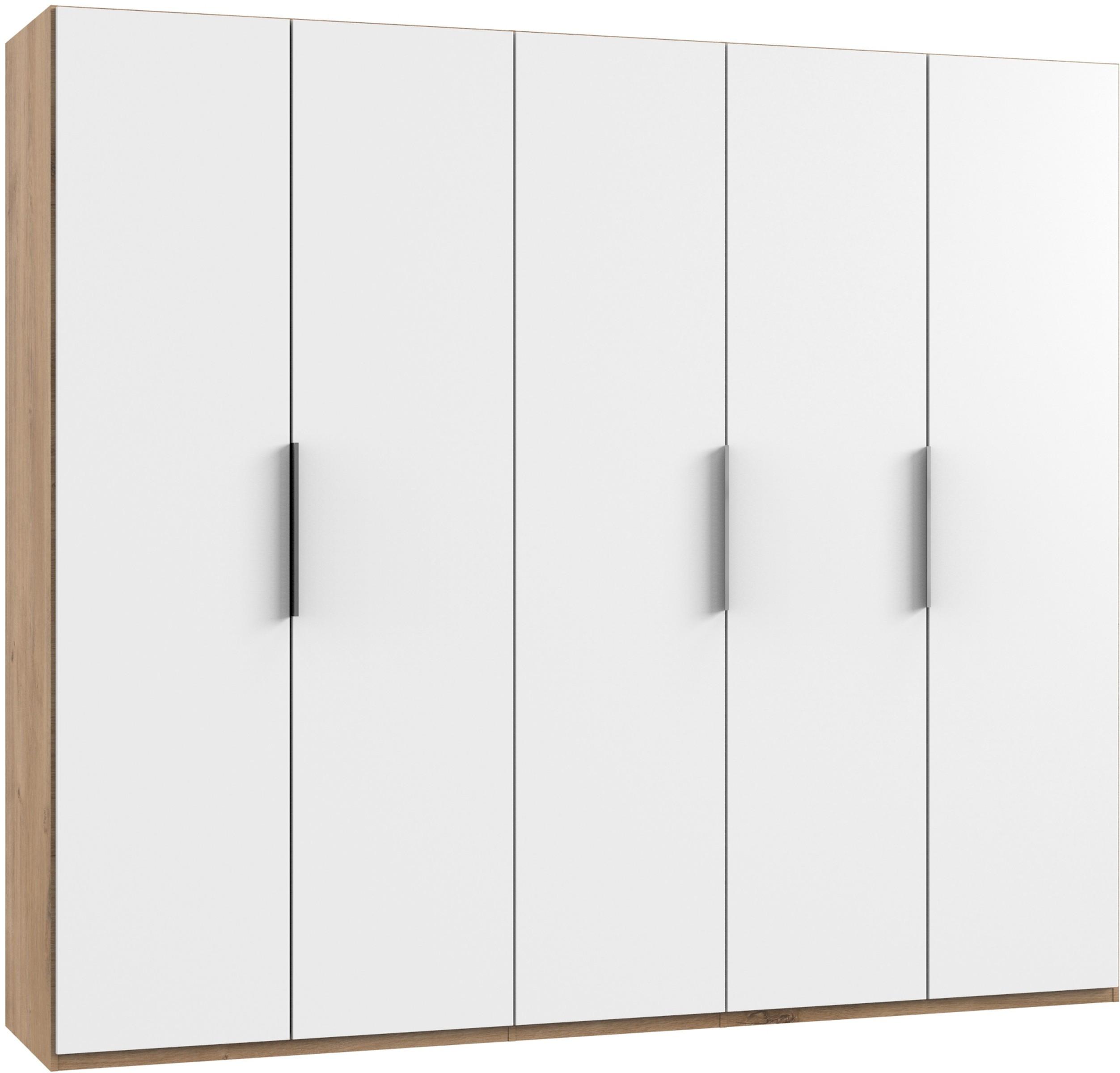 Drehtürenschrank Level 36A ca. 250x216x58 cm Weiß/Eiche - Chromfarben/Eichefarben, MODERN, Holzwerkstoff (250/216/58cm) - MID.YOU