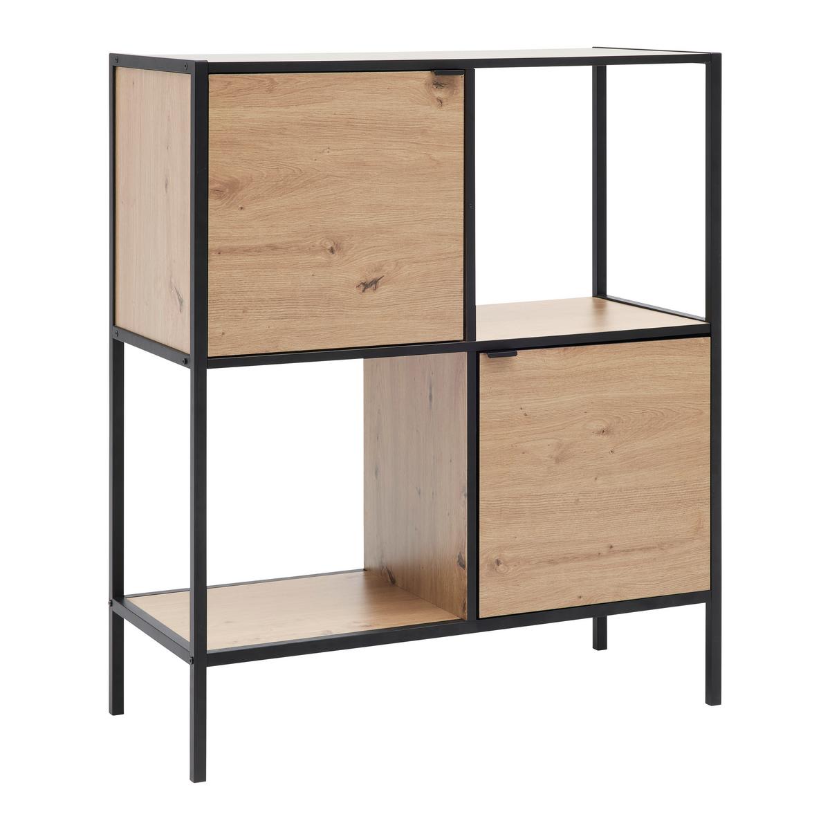Regal Queens Naturfarben/Schwarz - Schwarz/Naturfarben, Modern, Holzwerkstoff/Metall (90/106/40cm) - Mömax