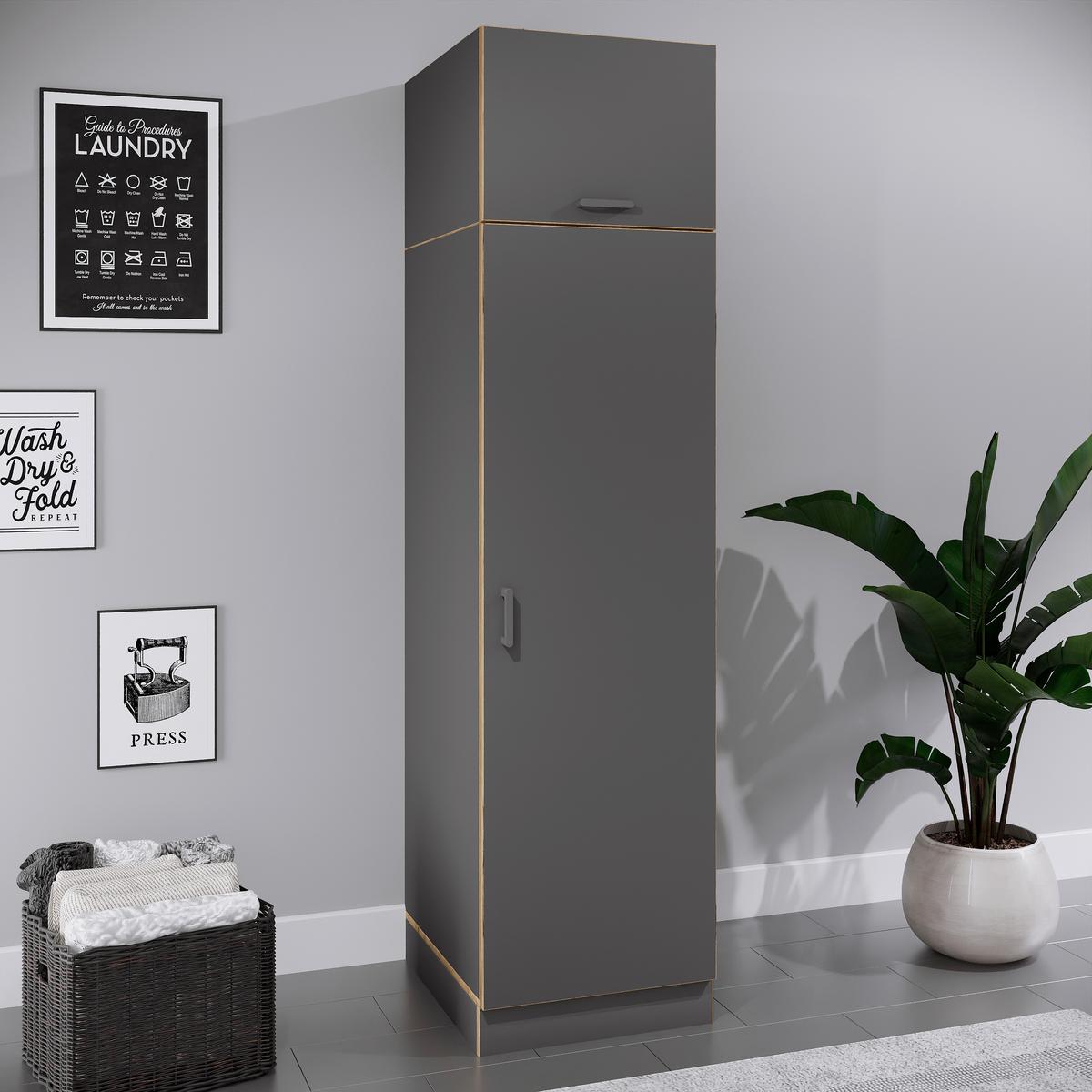 Wäscheschrank Rislo - Honigeiche/Anthrazit, Trend, Holzwerkstoff/Kunststoff (50/200/60cm) - MID.YOU