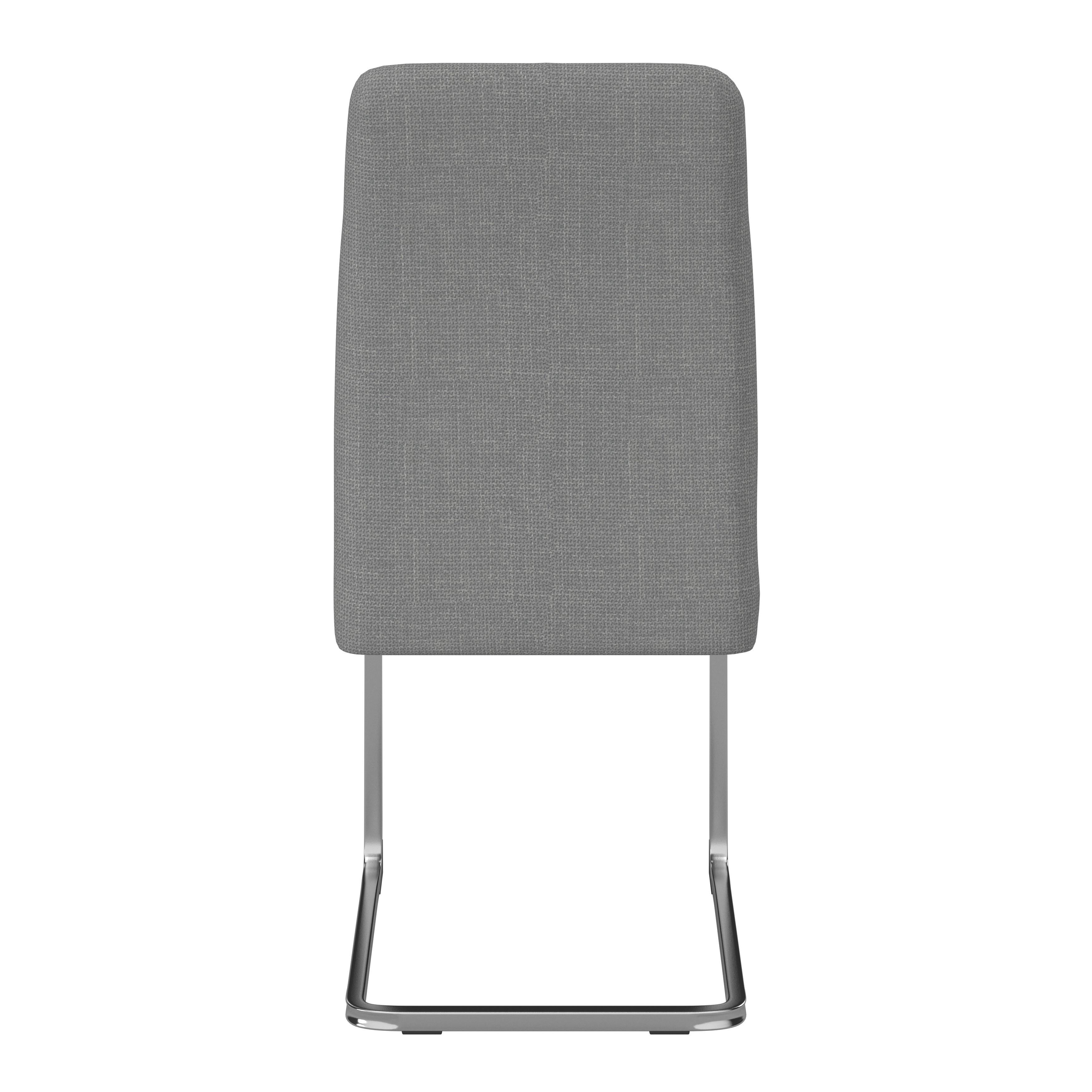 Schwingstuhl Lucie Grau Leinenoptik Gepolstert - Grau/Nickelfarben, MODERN, Textil/Metall (43/99/60cm) - Bessagi Home