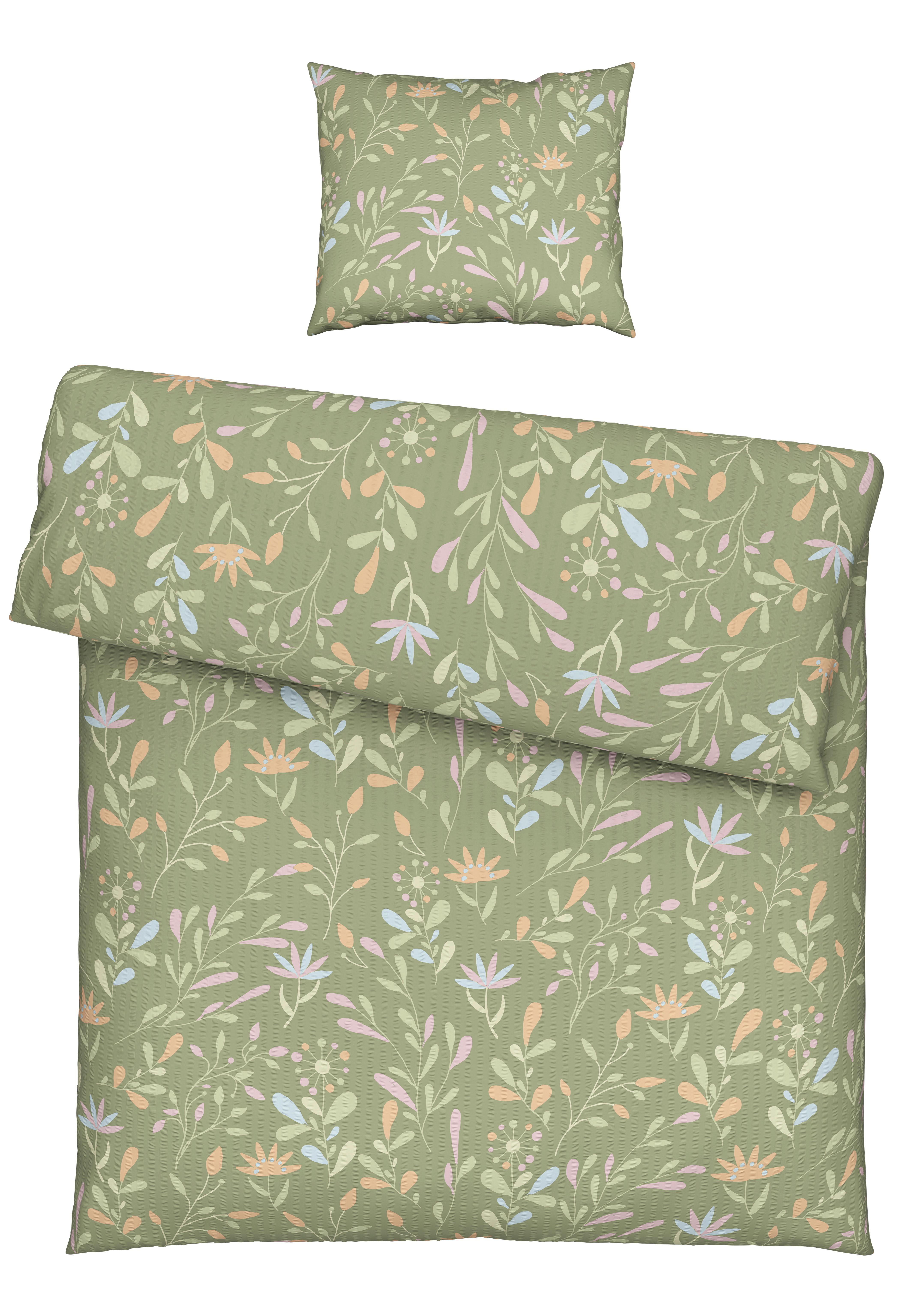 BETTWÄSCHESET MARINA - Grün, Konventionell, Textil (160/210cm) - Mömax