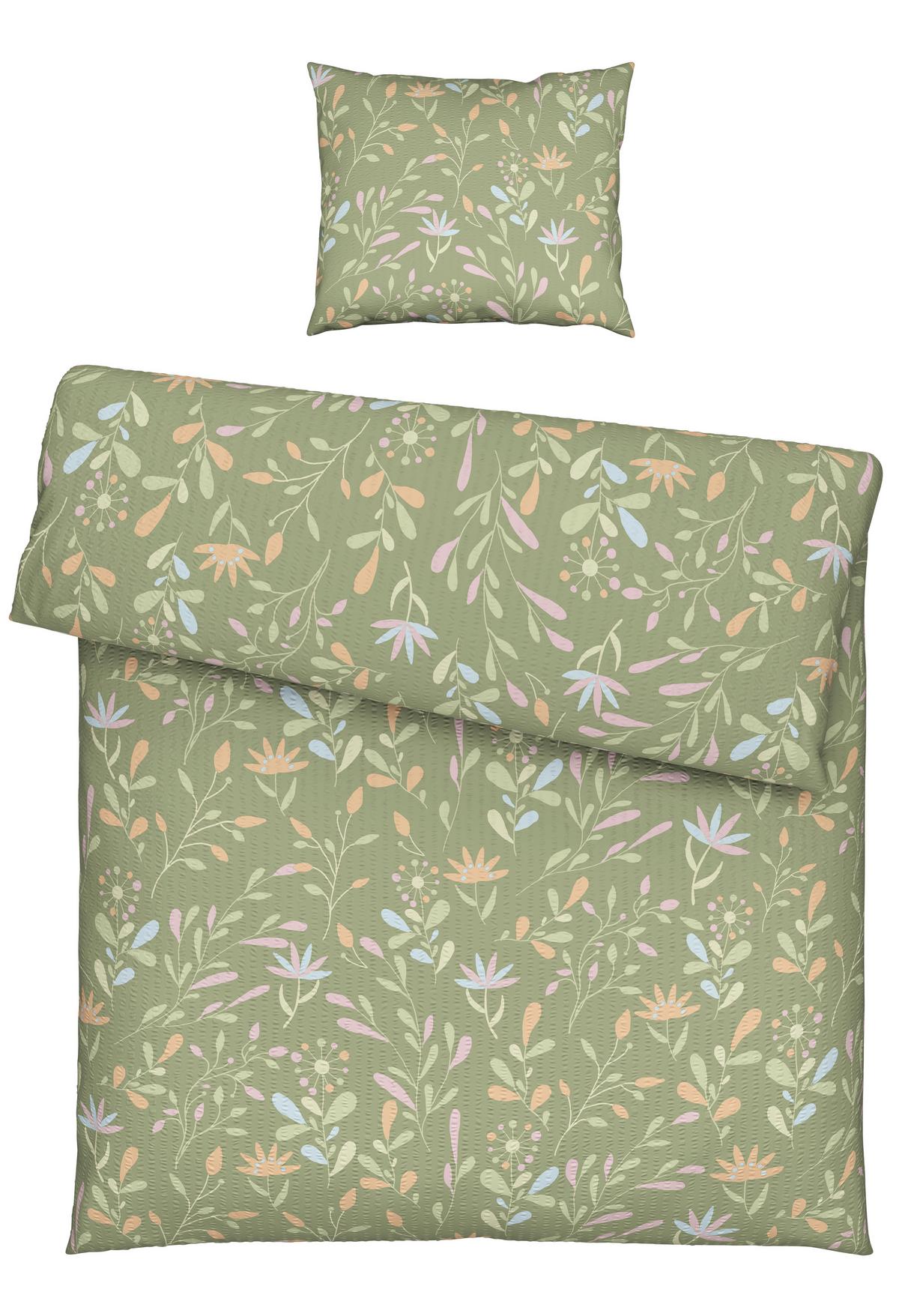 BETTWÄSCHESET MARINA - Grün, Konventionell, Textil (160/210cm) - Mömax