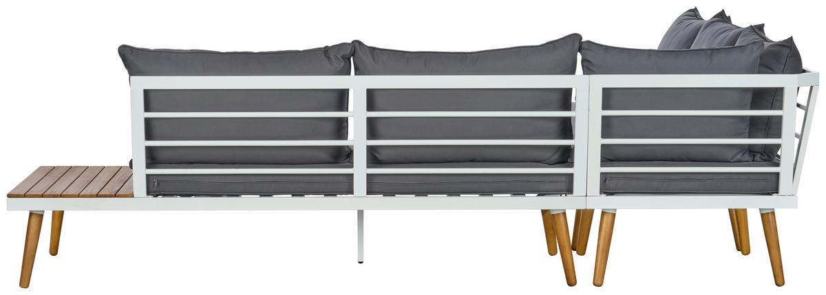 Lounge Garnitura Madeira, Bela, Siva, Les Akacije - temno siva/bela, Moderno, kovina/tekstil (90/30/70cm) - Beldano