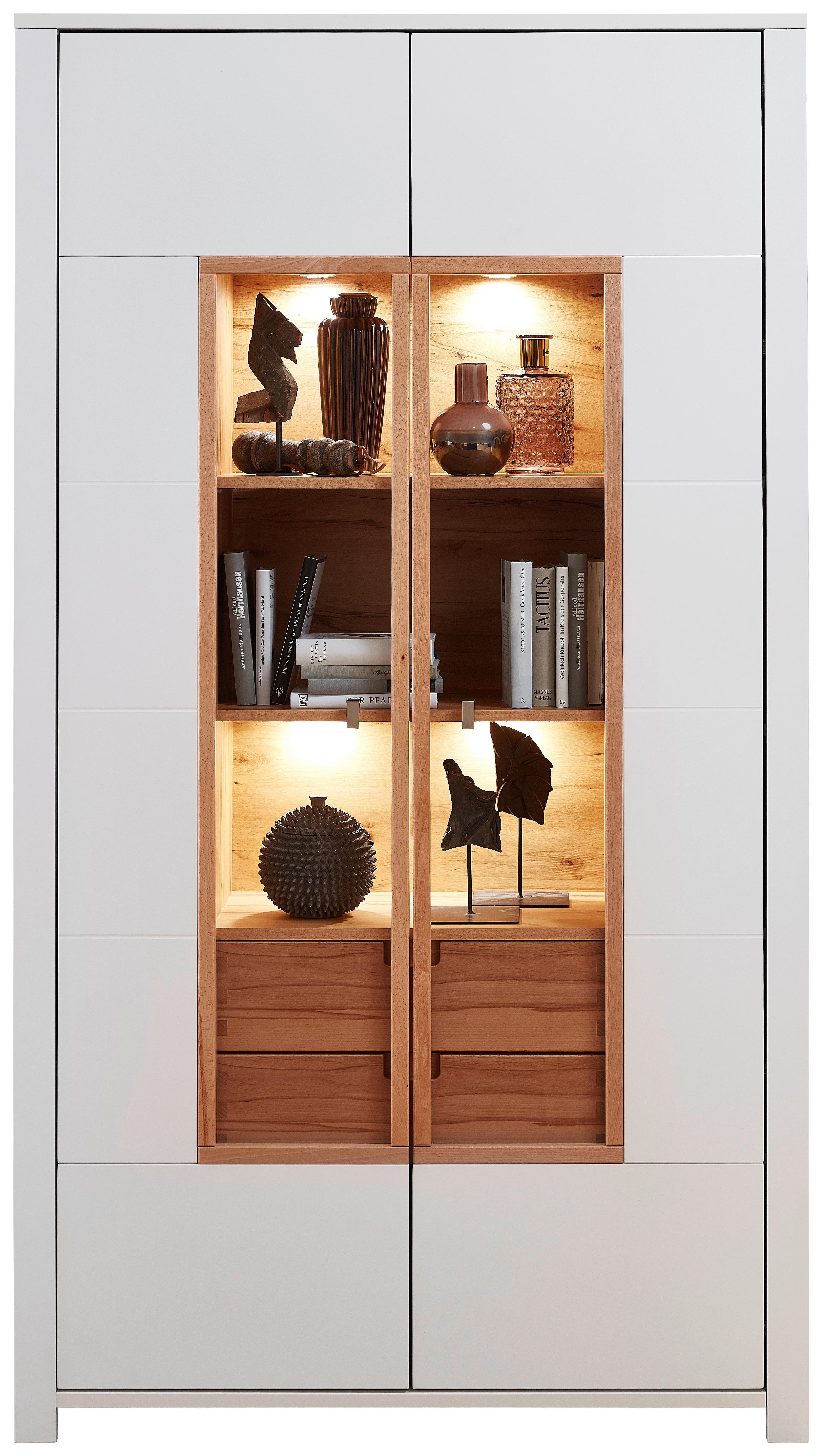 WITRYNA SERPIO - kolor bukowy/kolor srebrny, Modern, materiał drewnopochodny/metal (112/202/41cm) - Livetastic