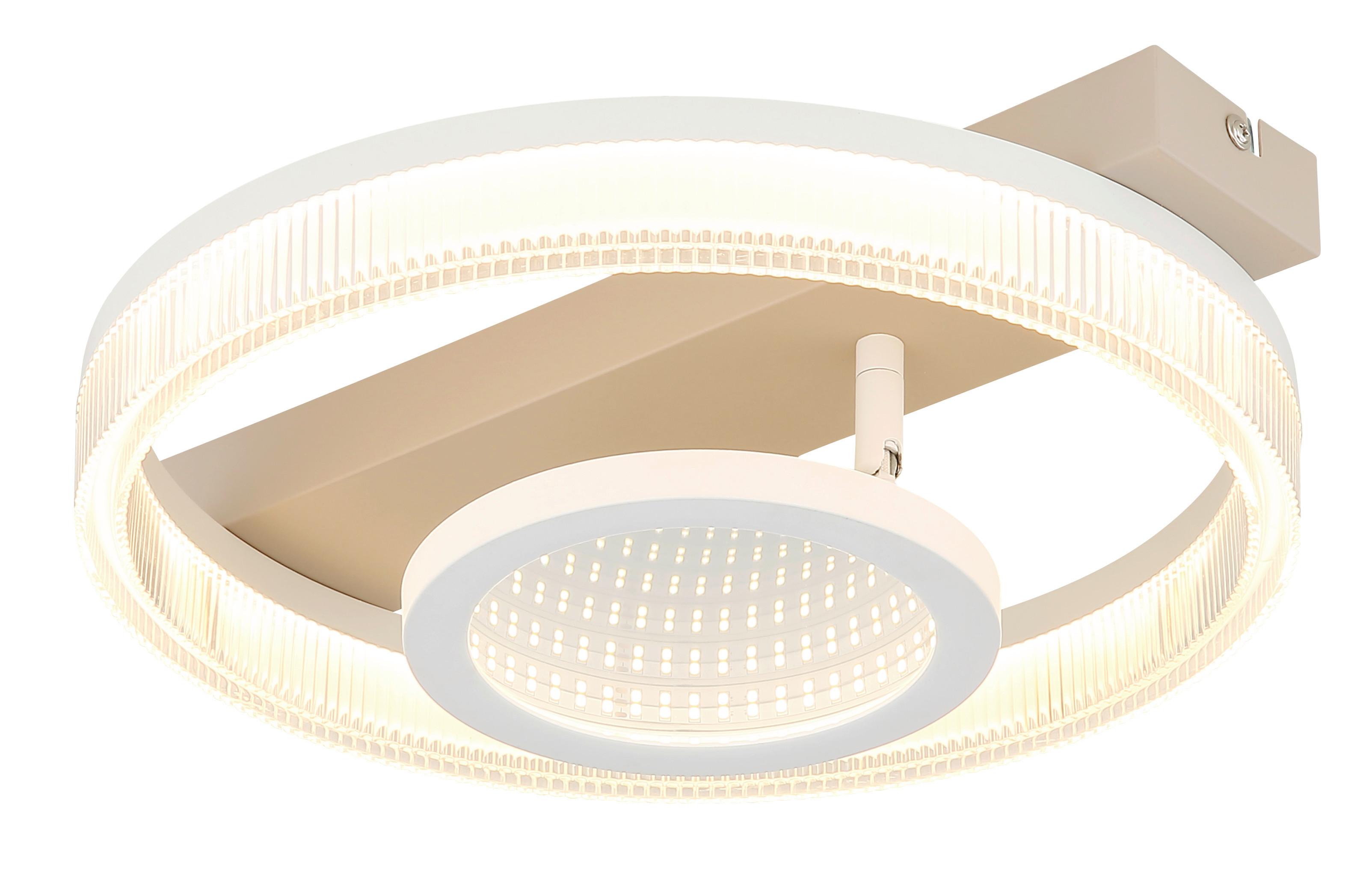 Led Stropna Svjetiljka Zara - bijela/boje pijeska, Design, metal/plastika (36/33/10cm) - Globo