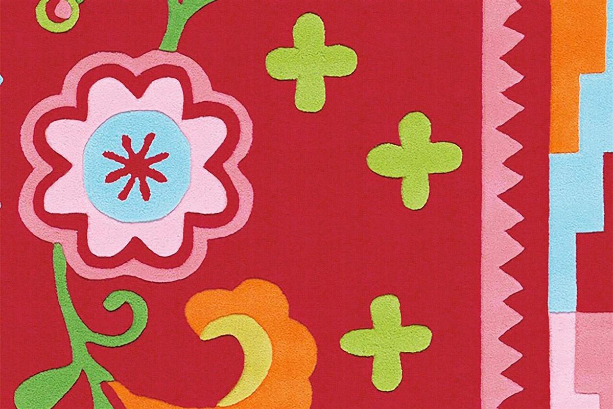 Flachwebeteppich Sam 4144 Multi/rosa 140x200 - Multicolor/Rosa, Basics, Textil (140/200cm) - Kayoom