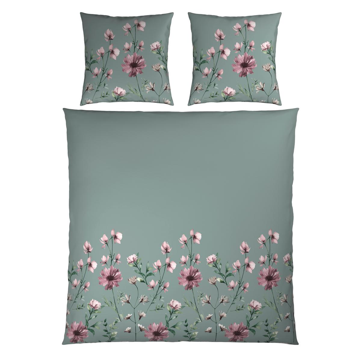 Bettwäsche Wiese XXL Grün ca. 200x200cm - Grau, KONVENTIONELL, Textil (200/200cm) - Mömax