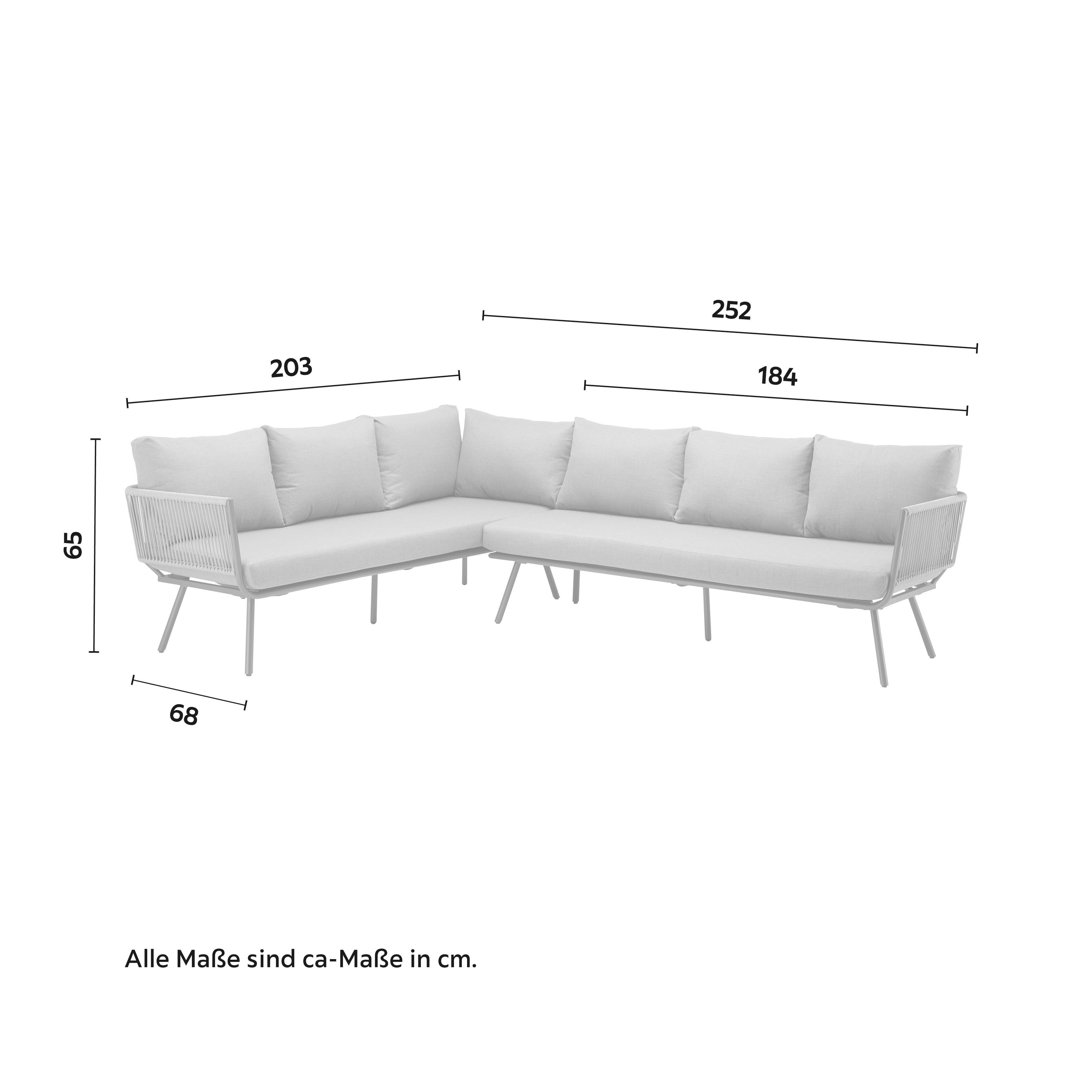 Lounge Garnitúra Camilla - Szürke, modern, Üveg/Fém (203/252cm) - Bessagi Garden