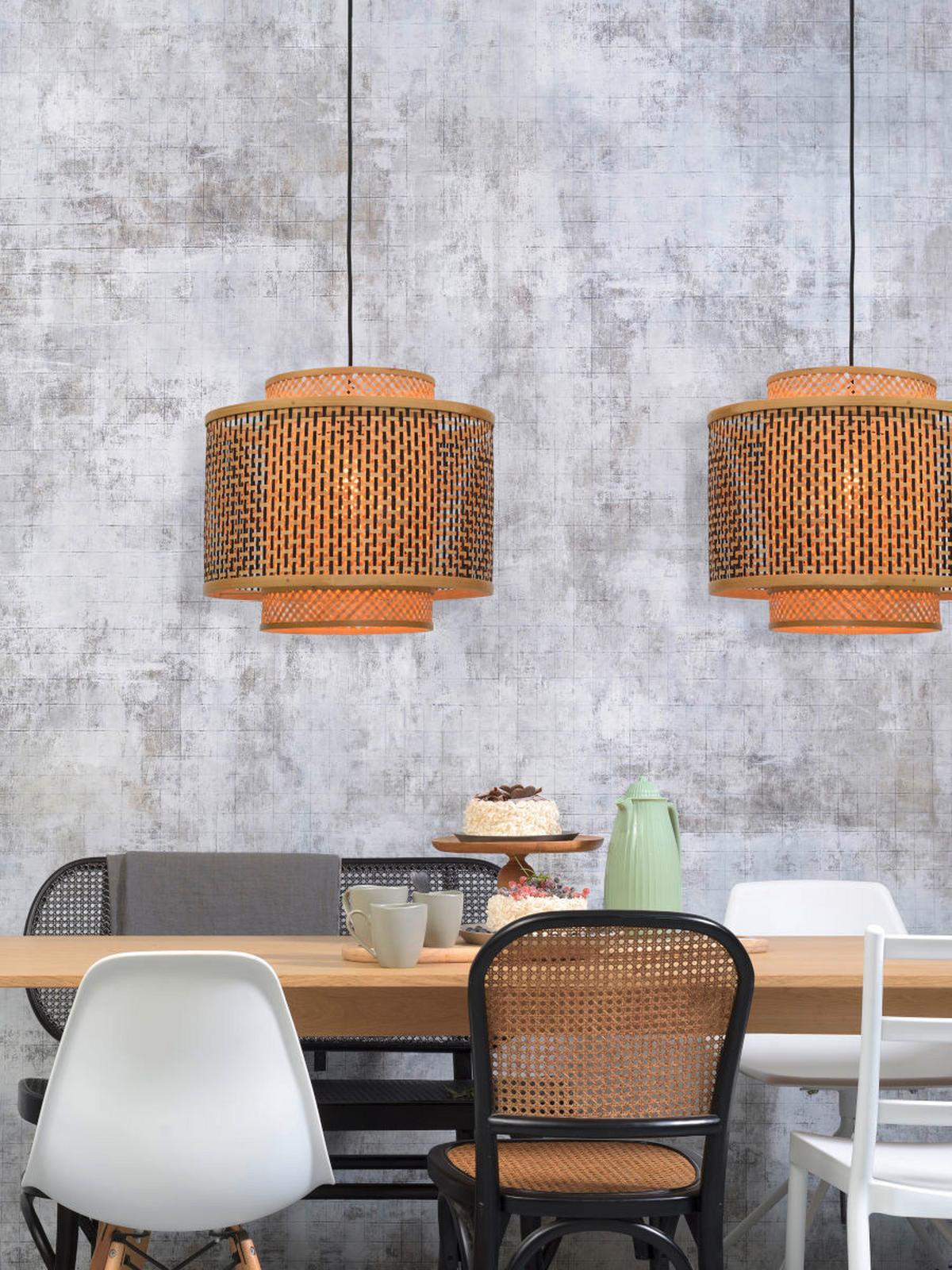 Viseča Svetilka Bhutan, Črna, Bambus - črna/rjava, Design, naravni materiali (43/243/41,5cm) - Good & Mojo