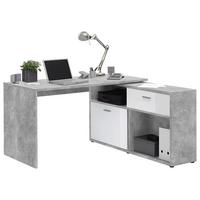 Eckschreibtisch Weiß/Grau - Chromfarben/Weiß, MODERN, Holzwerkstoff/Kunststoff (138/75/68cm) - Mömax