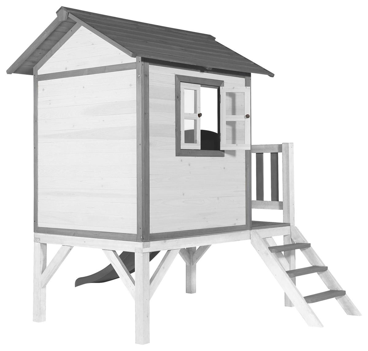 Spielhaus Grau/Weiß - Weiß/Grau, KONVENTIONELL, Holz/Kunststoff (240/189/167cm) - Ambia Garden