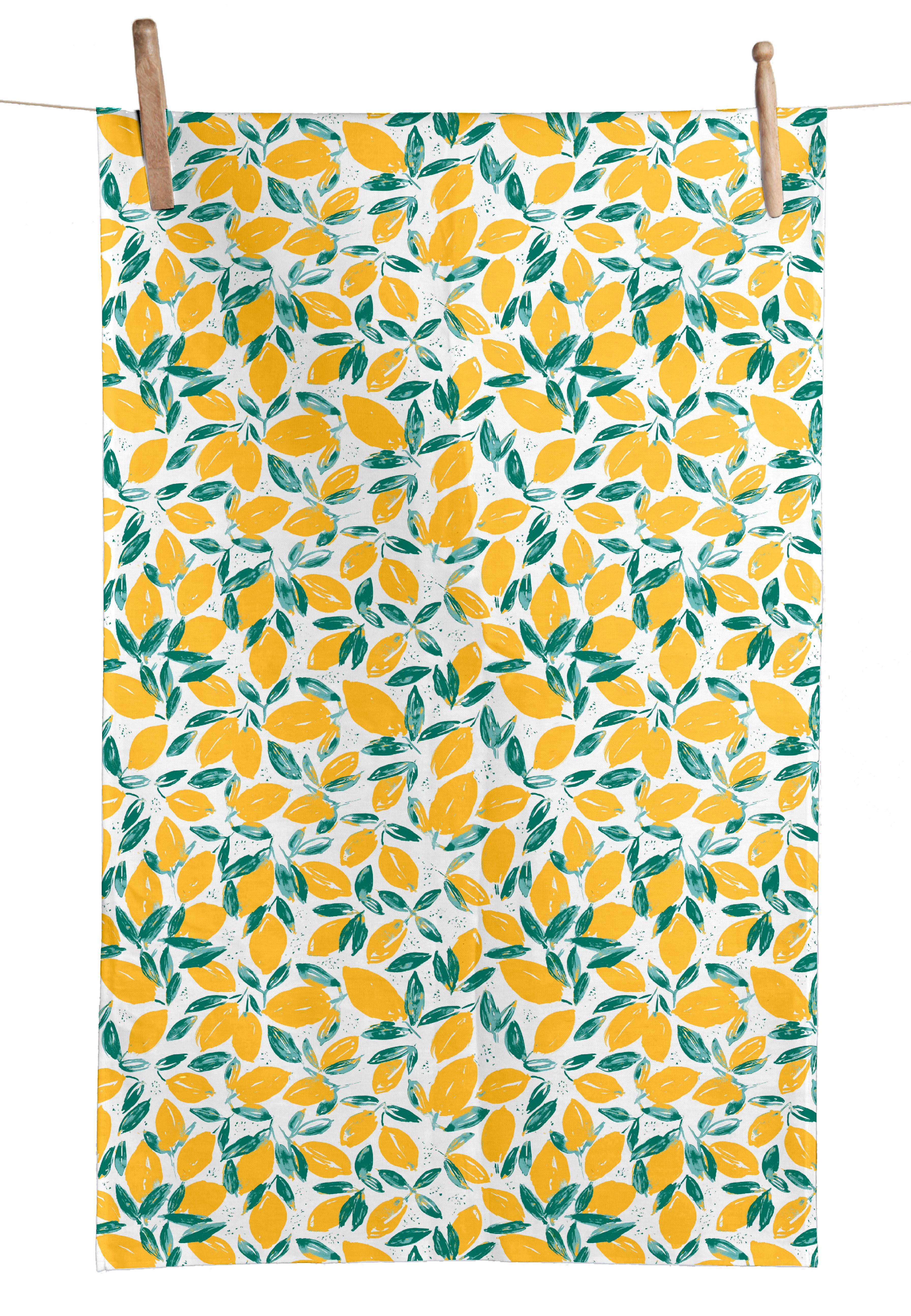 Geschirtuch-Set Zitrone Gelb/Grün/Weiß - Gelb/Weiß, Textil (50/70cm)