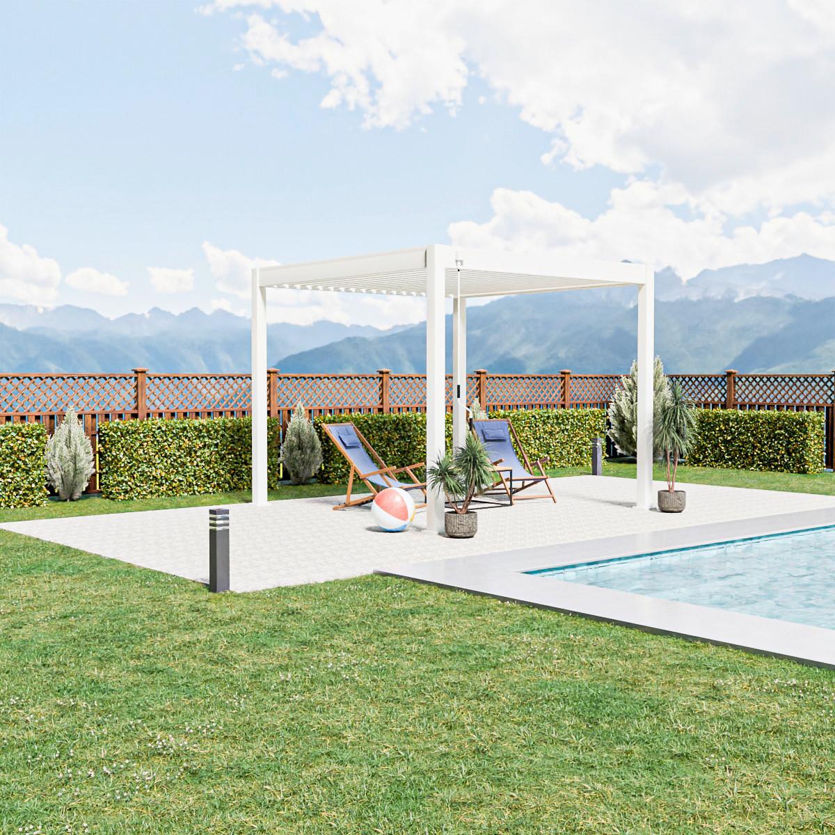 Pergola Trumpf, Bela Visok Sijaj, 3x3m - bela/visoki sijaj, Basics, kovina (300/255/300cm) - Gardenson
