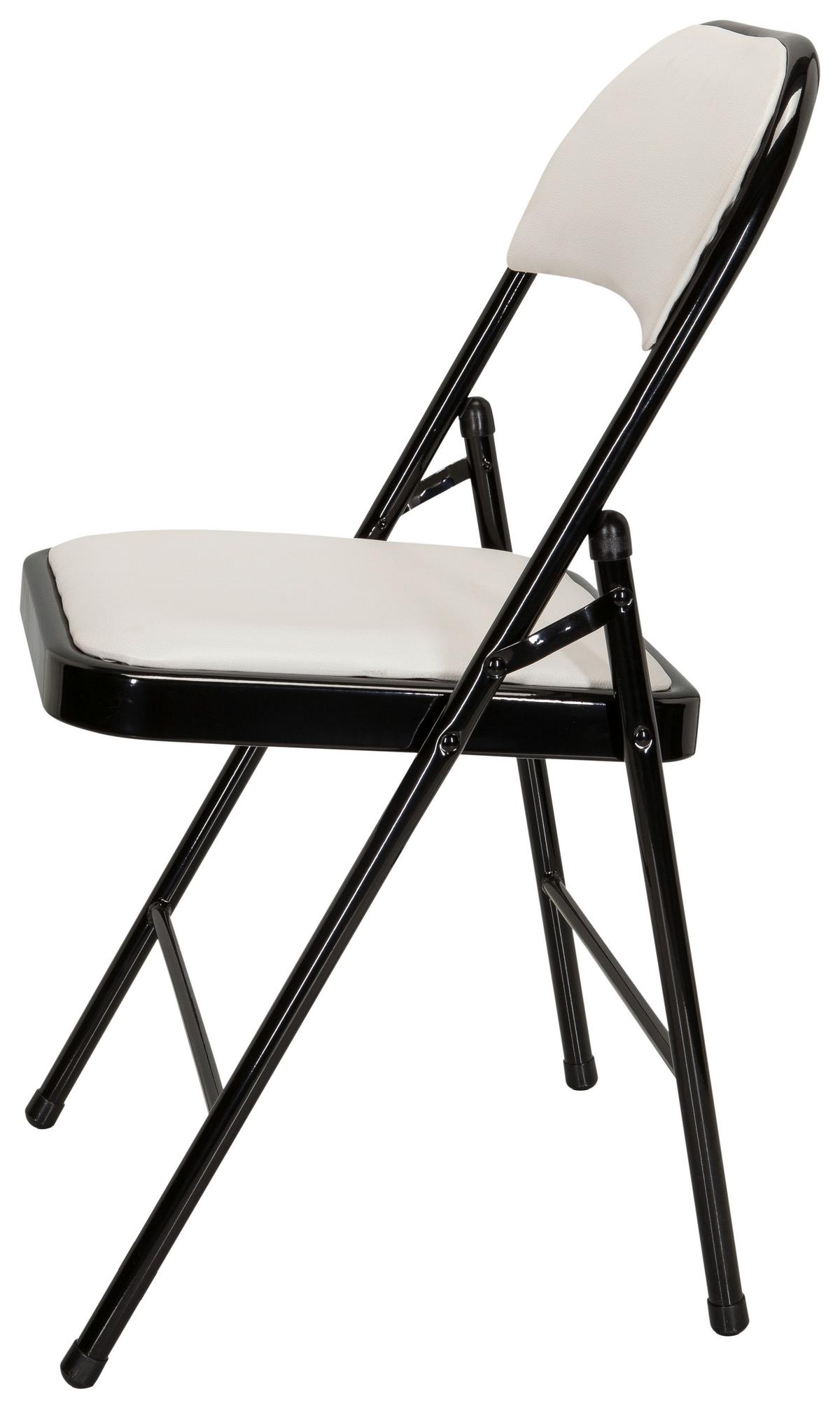Zložljiv Stol Tudela Pu, Bela - črna/bela, Basics, kovina/tekstil (44/80/49cm) - MID.YOU