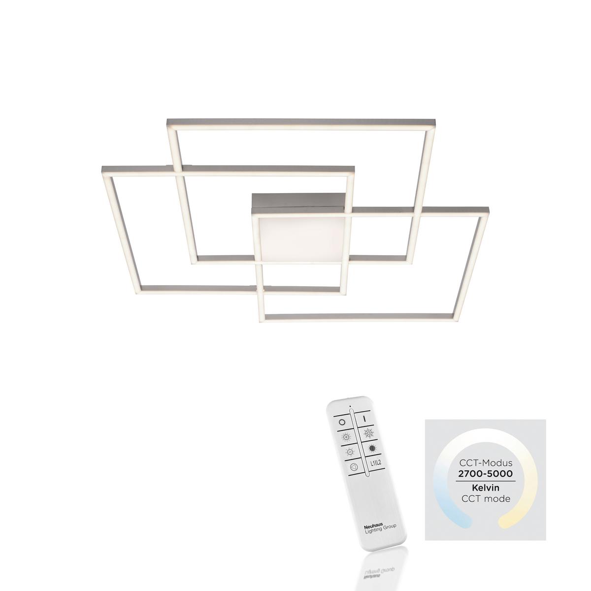 LED-Deckenleuchte Asmin max. 48 Watt - Silberfarben, Design, Kunststoff/Metall (75/75/6cm)