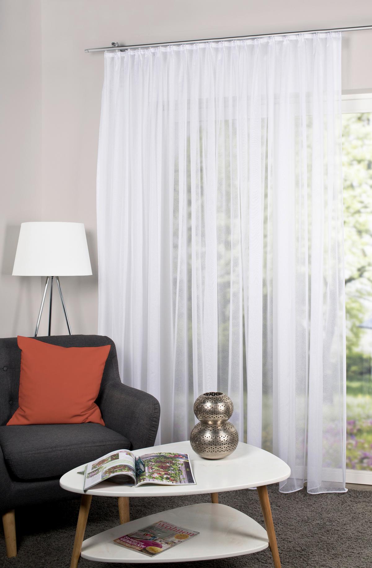 Fertigstore Uni Feinsable Sablio Weiß ca. 450x175cm - Weiß, Basics, Textil (450/175cm)