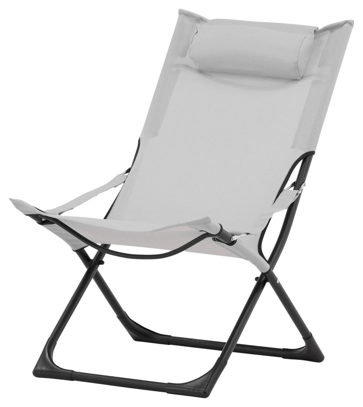 STRANDSTUHL SEVILLE - Schwarz/Grau, KONVENTIONELL, Textil/Metall (63/89/84cm) - Gardenson