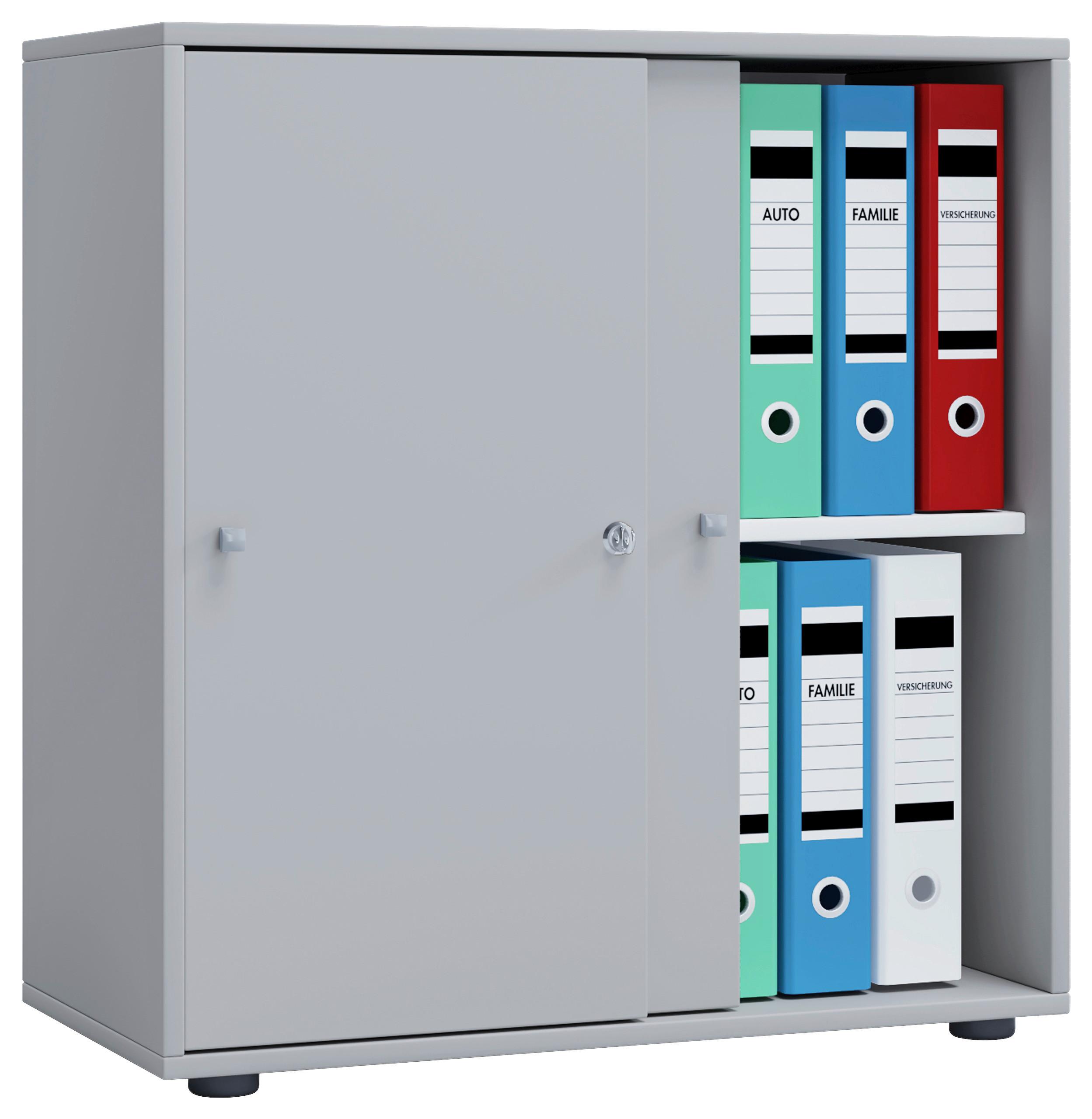 Pisarniška Omara Lona L, Siva - siva, Basics, leseni material (70/74/37cm) - MID.YOU