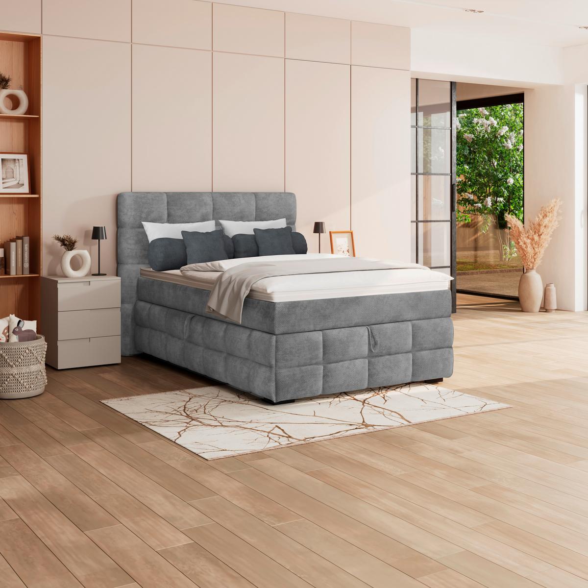 PAT BOX VEGA - verde/gri, Trend, lemn/textil (140/200cm) - Modern Living