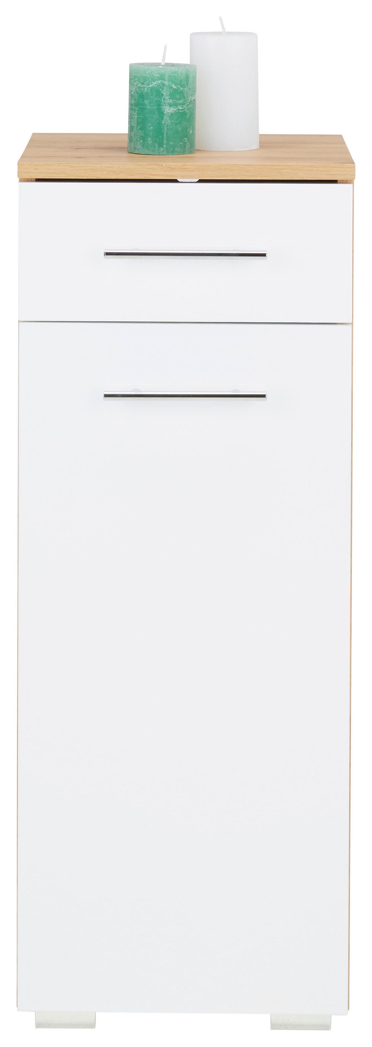 Unterschrank in Weiß/Eichefarben - Alufarben/Weiß, MODERN, Holzwerkstoff/Kunststoff (32,5/89/31,5cm) - Mömax