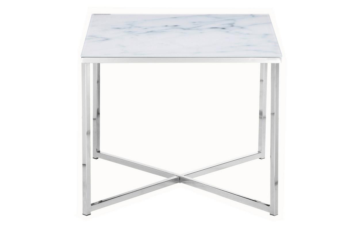 Mizica Marble, Bela - barve kroma/bela, Design, kovina/steklo (50/50/42cm) - Livetastic