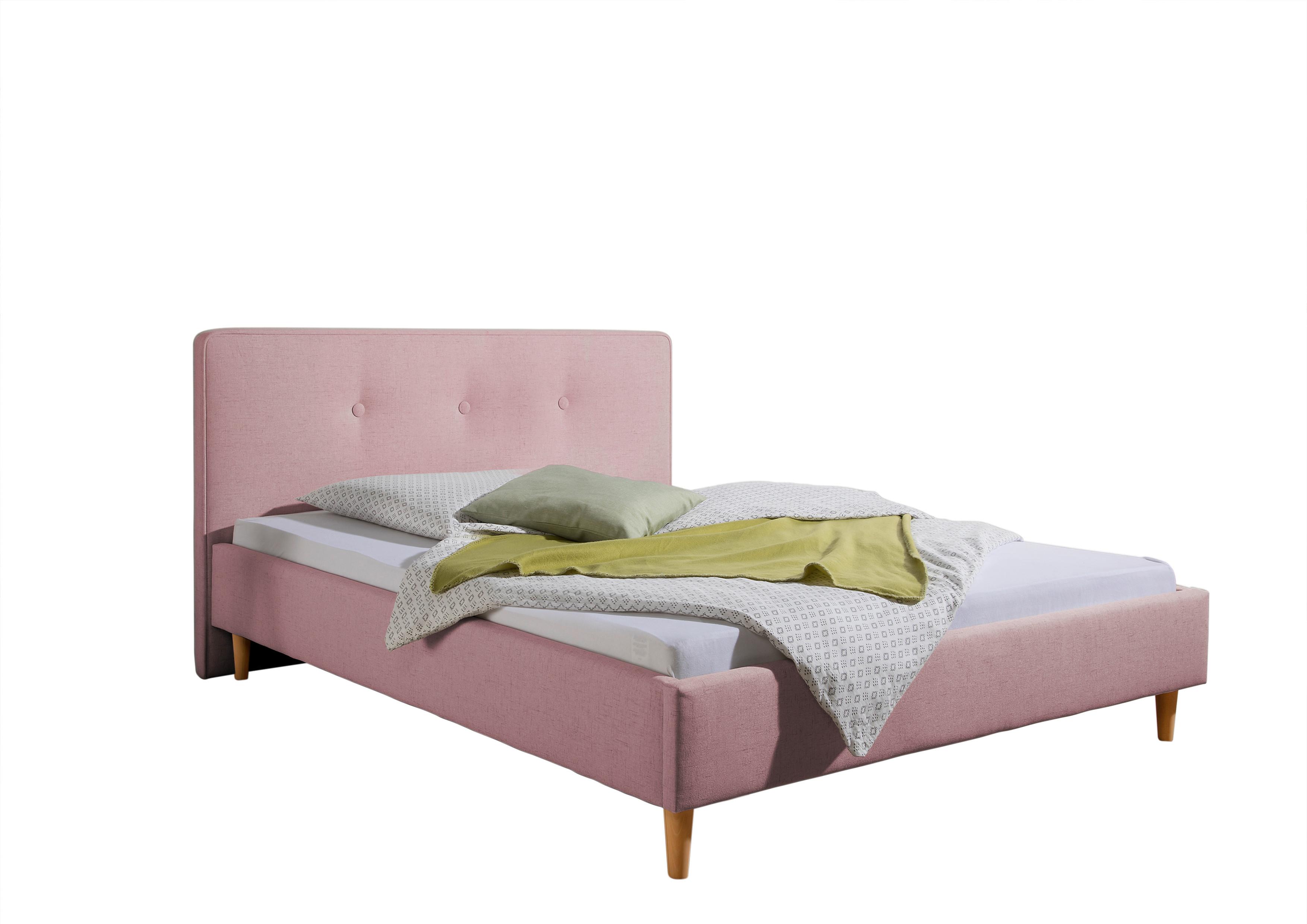Polsterbett Slade Rosa ca. 100x200 cm - Rosa/Naturfarben, MODERN, Holz/Textil (100/200cm) - Livetastic