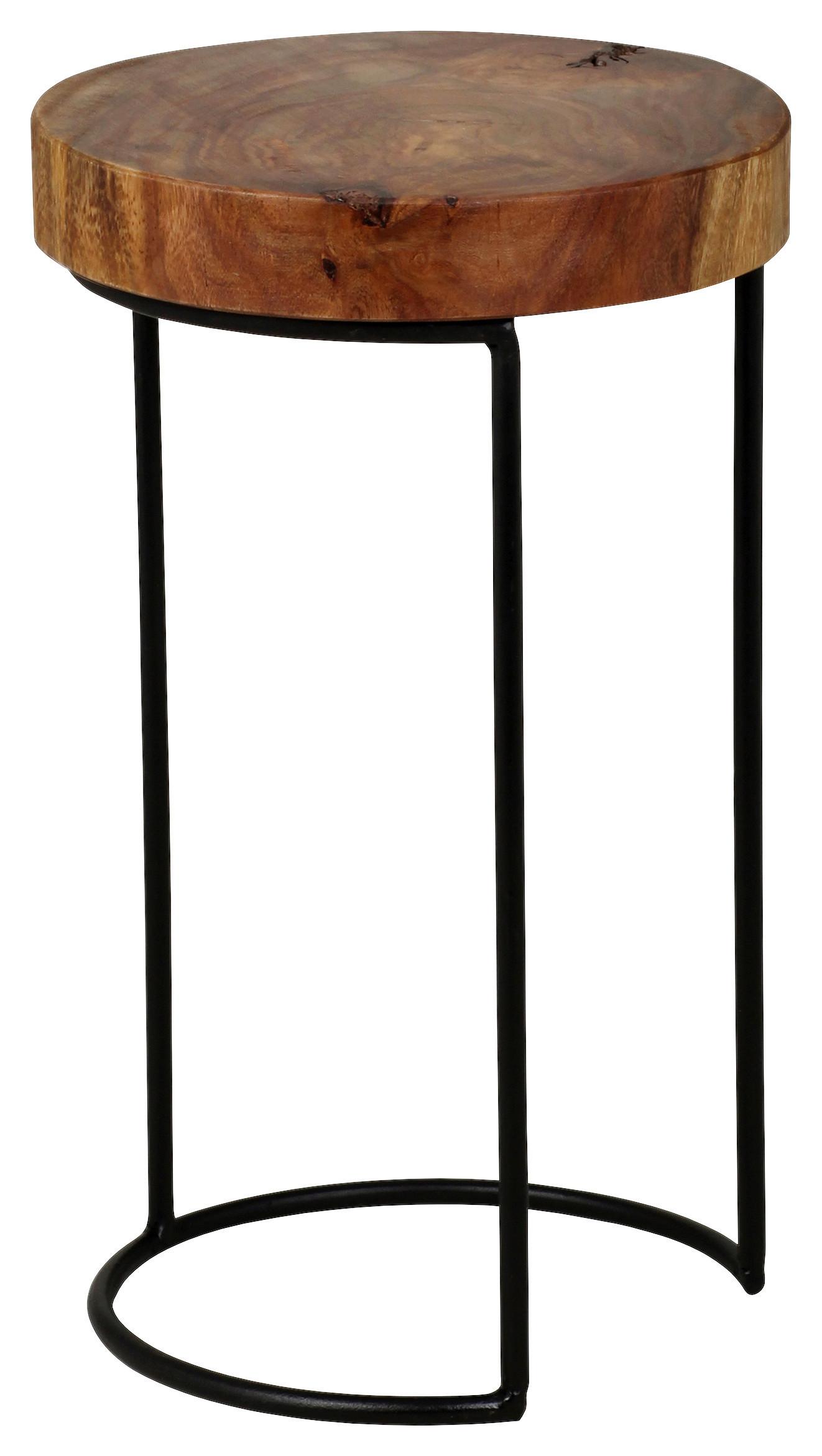 Masă Auxiliară Akola - culoare lemn sheesham/negru, Design, lemn/metal (28/28/45cm) - MID.YOU