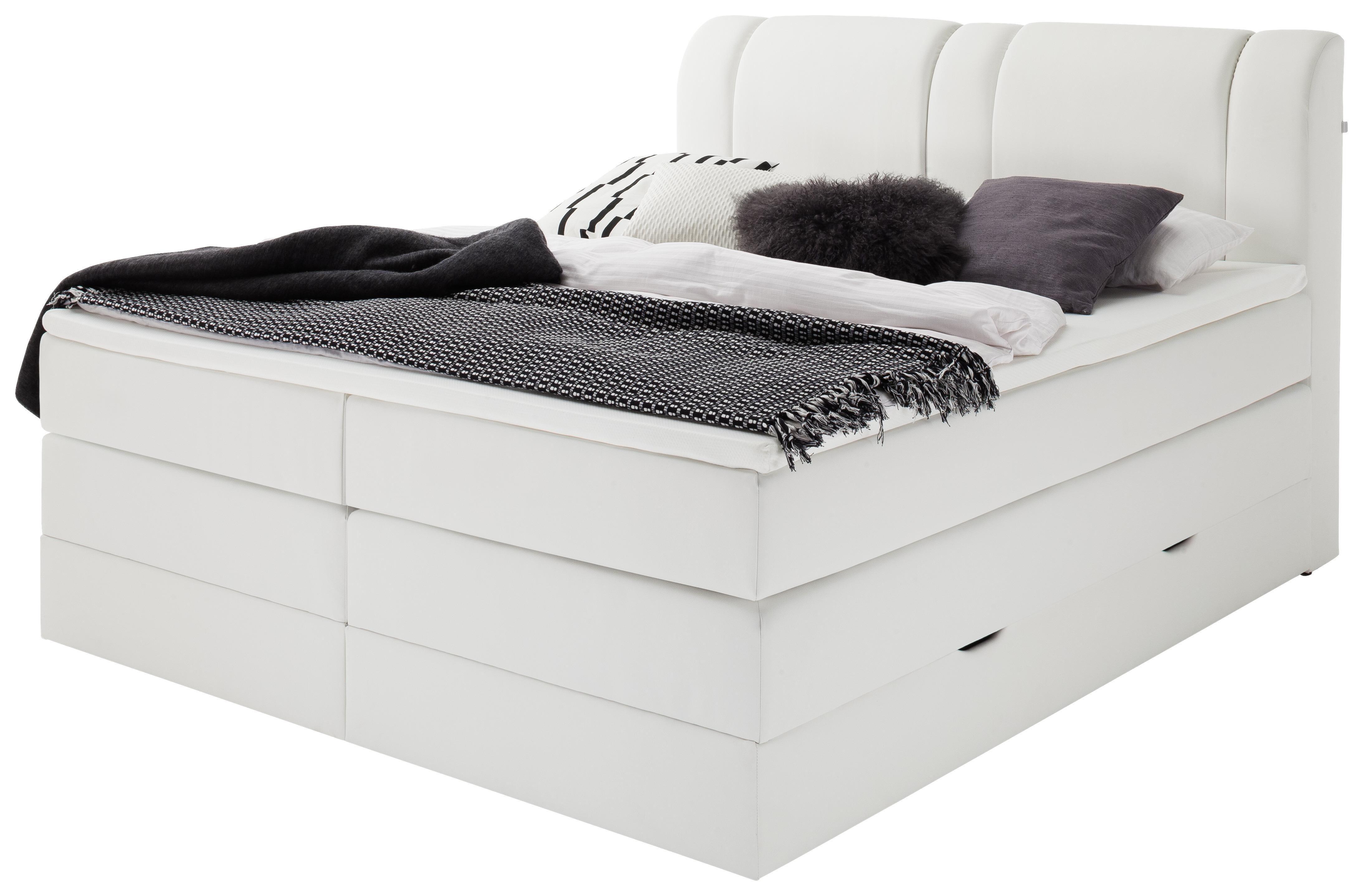 Boxspringbett in Weiß ca. 180x200cm - Weiß, KONVENTIONELL, Textil (180/200cm) - Premium Living