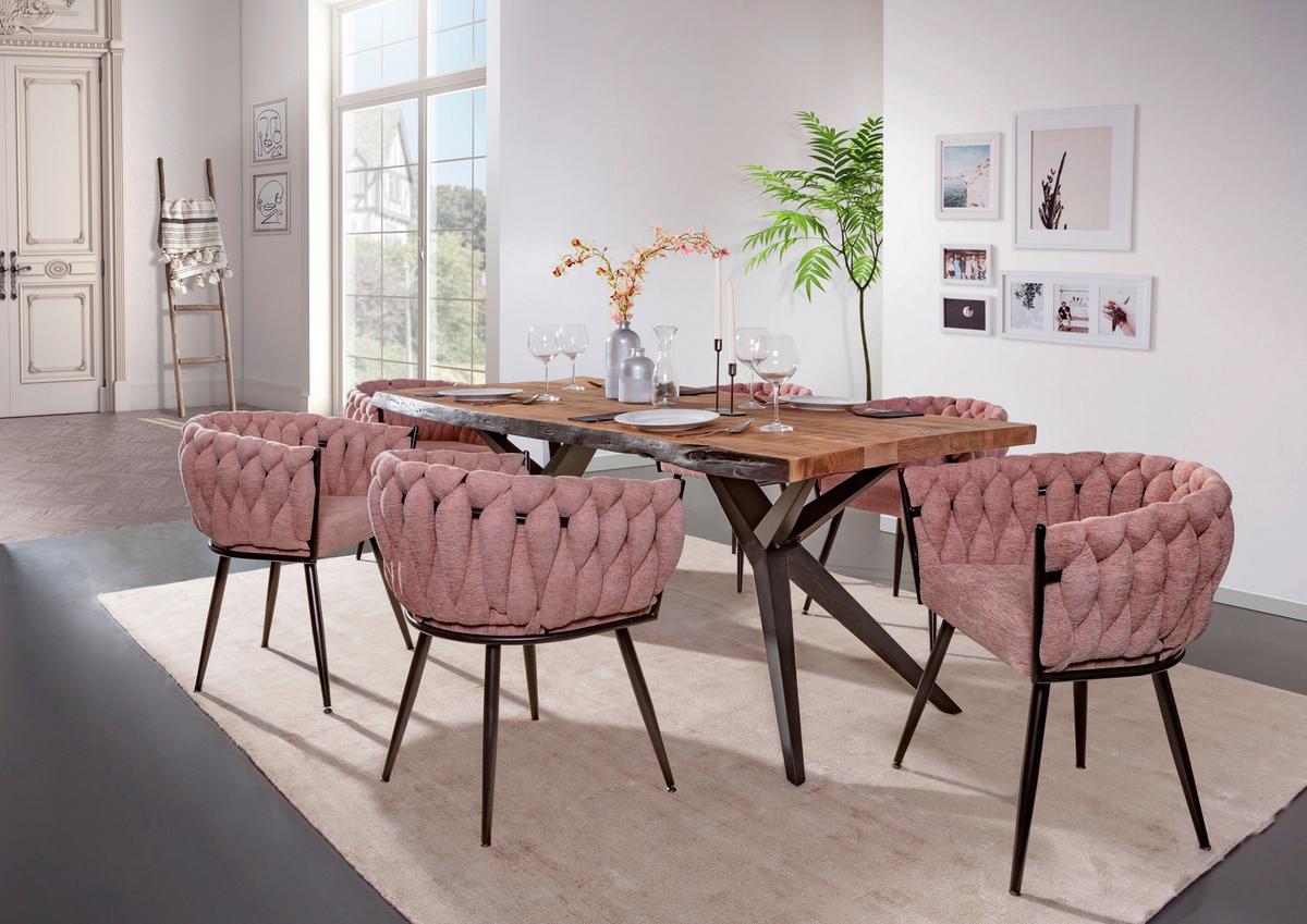 KRZESŁO Z PODŁOKIETNIKAMI WEAVY - różowy/czarny, Design, metal/tkanina (60/78/55cm) - Landscape