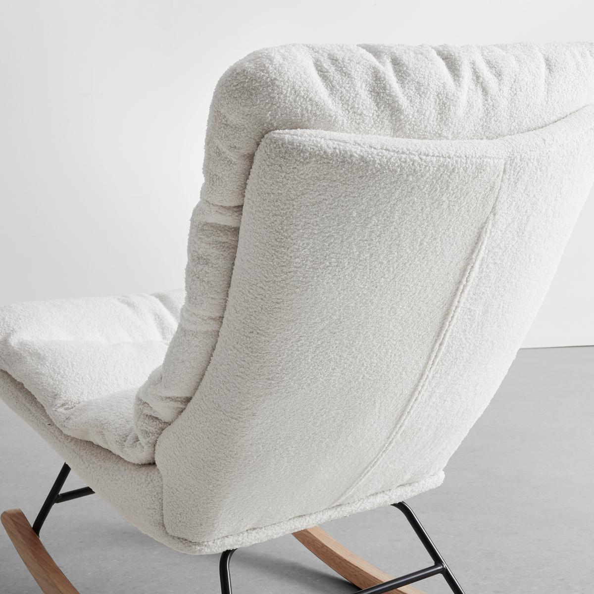 Schaukelsessel Devin Weiß Webstoff - Weiß/Naturfarben, MODERN, Holz/Textil (71/100/103cm) - Bessagi Home