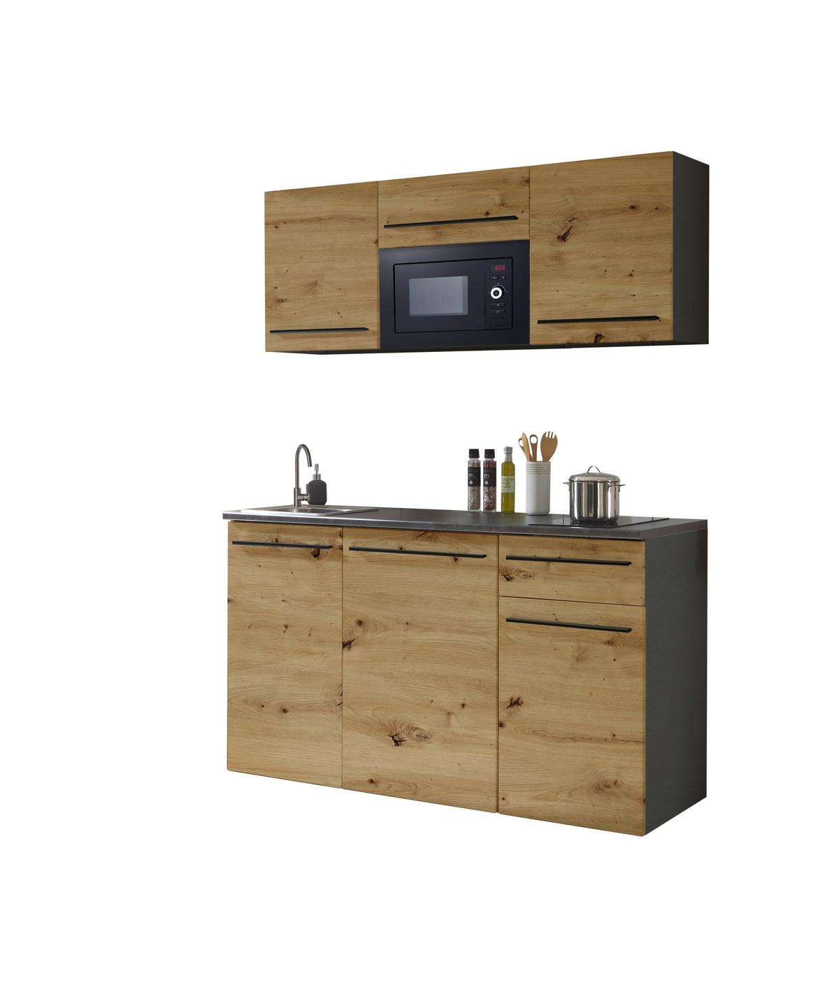 Konyhablokk Gépek Nélkül Jazz Single Z 160 Oak - barna/fekete, Trend, műanyag/faalapú anyag (160cm) - P & B