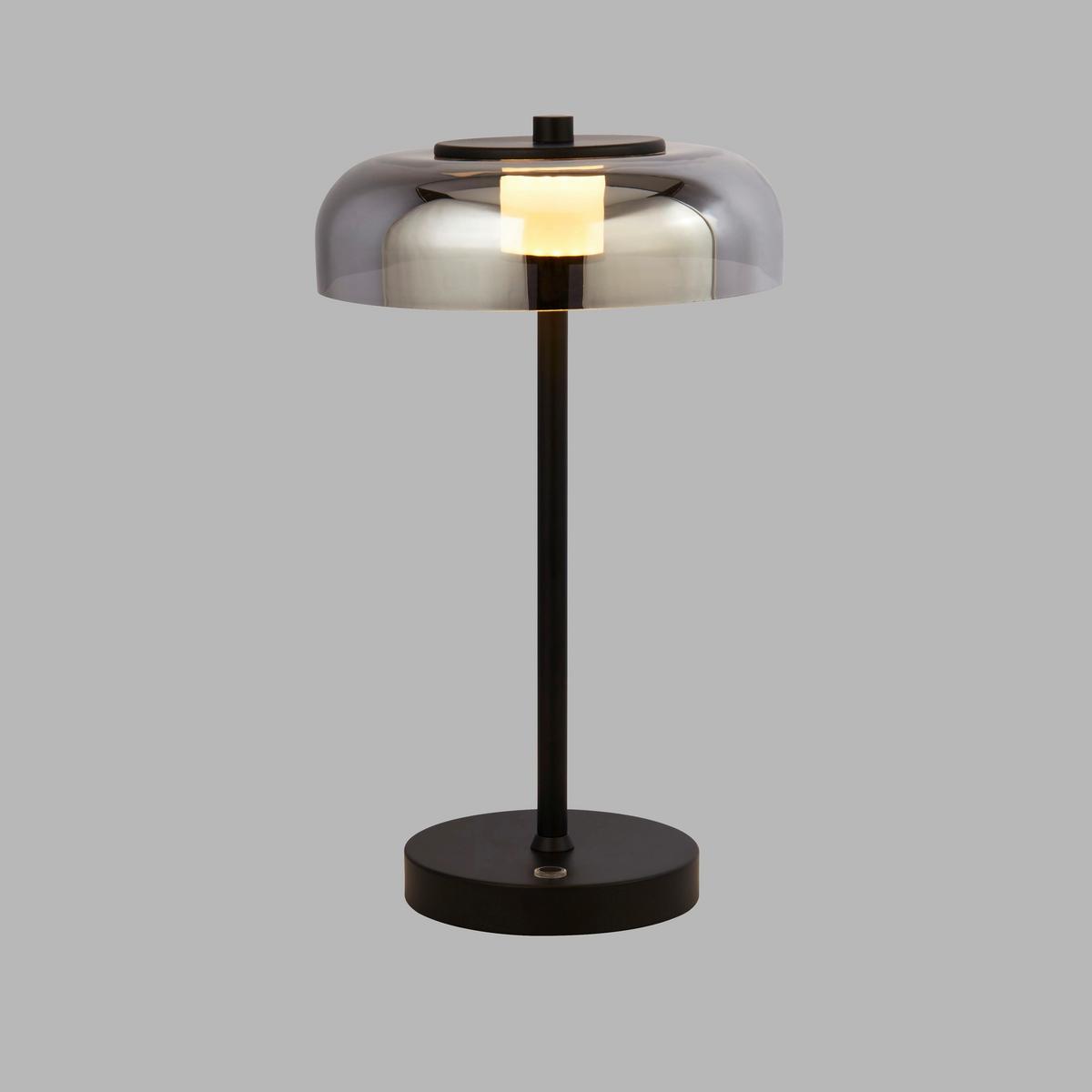 LED Asztali Lámpa Eu59801-1sm - fekete, Basics, üveg/fém (23/39cm)