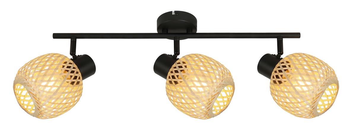 Deckenleuchte Natur Schwarz/Beige max. 5 Watt - Beige/Schwarz, MODERN, Naturmaterialien/Metall (70.5/13/18.5cm)