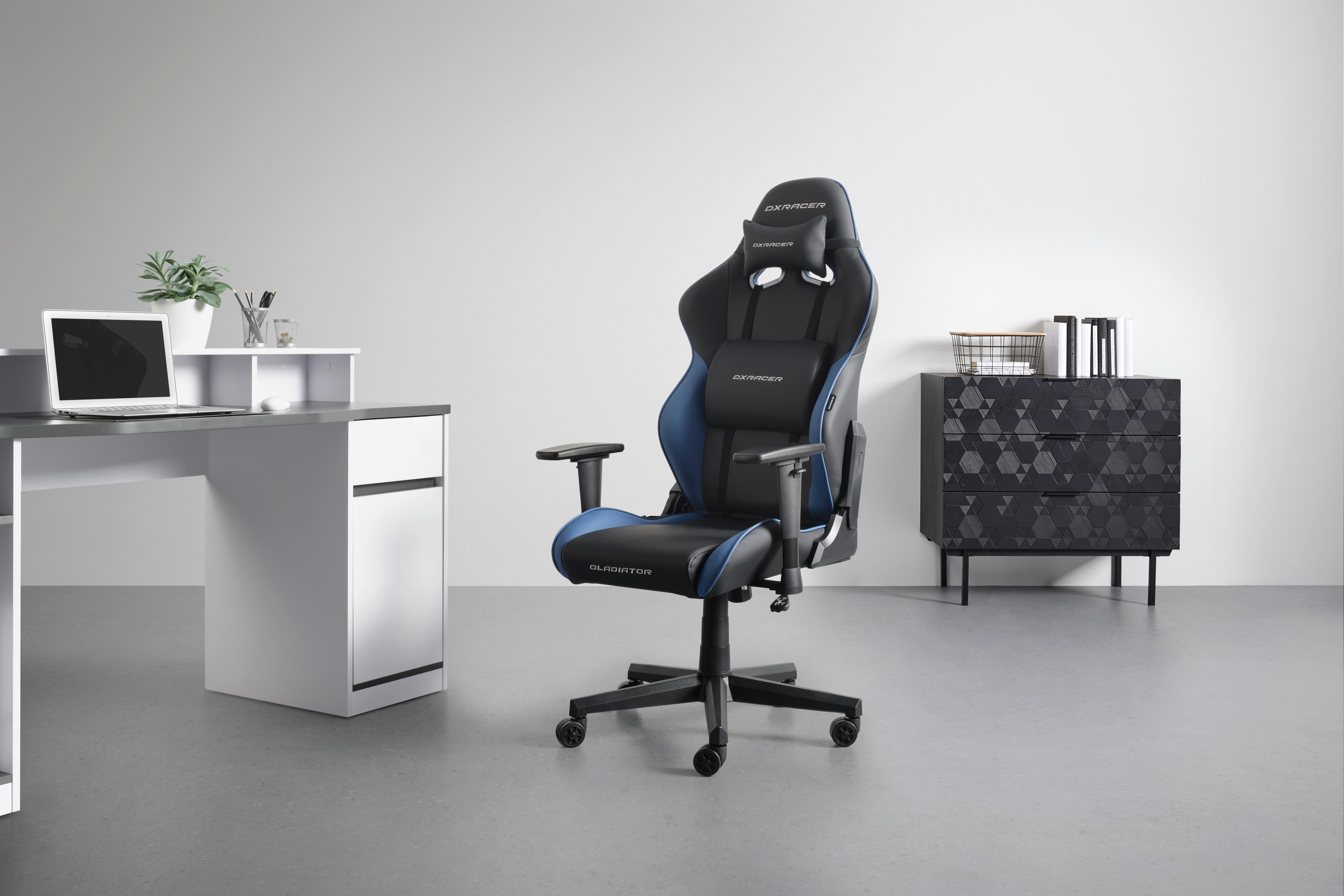 GAMINGSTOL GLADIATOR -EXKLUSIV- - blå/svart, Modern, textil/plast (70/126/70cm) - Dxracer