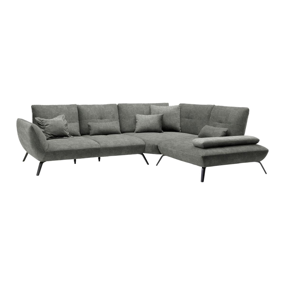 Wohnlandschaft Trendy Dunkelgrau - Dunkelgrau/Schwarz, MODERN, Holzwerkstoff/Textil (310/93/250cm) - Premium Living