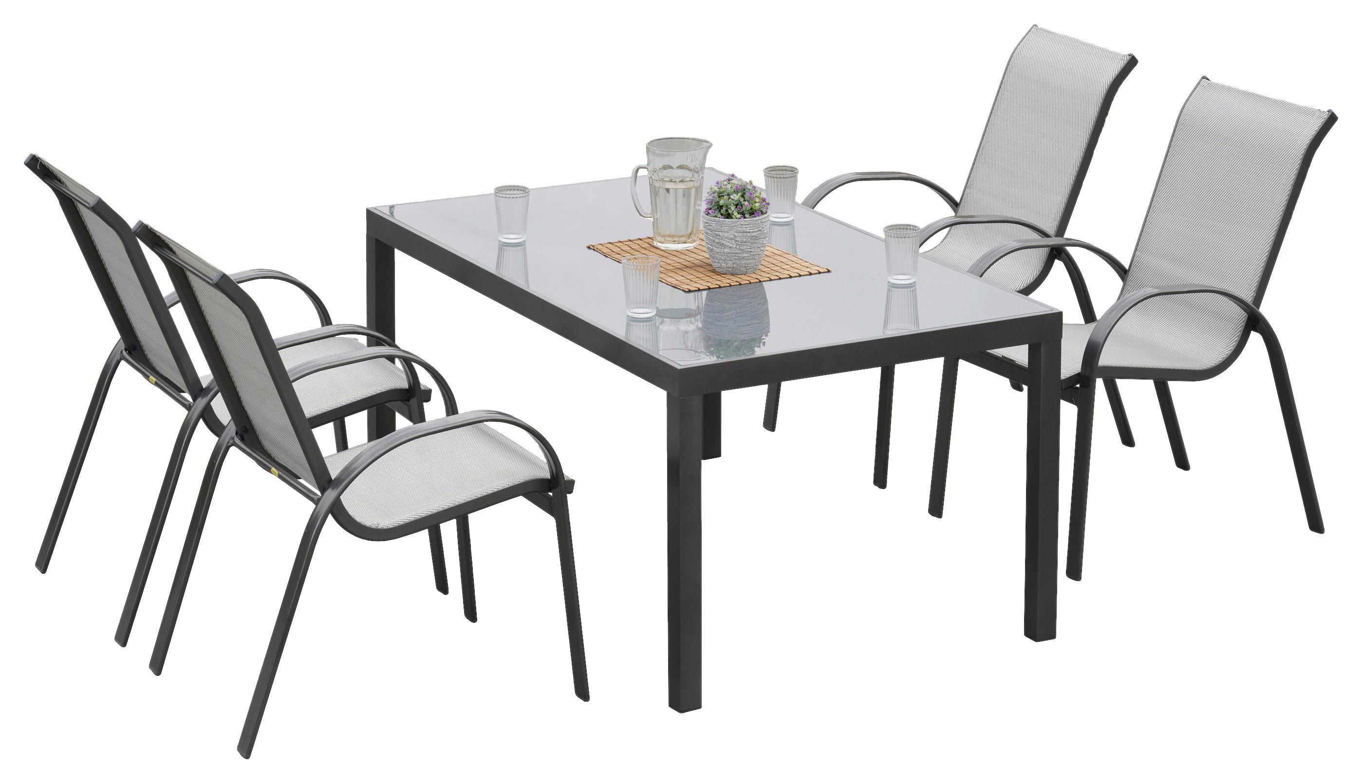 Vrtni Set Amalfi, 5-Delni, Aluminij - barve grafita/rjava, Moderno, kovina/umetna masa - Gardenson