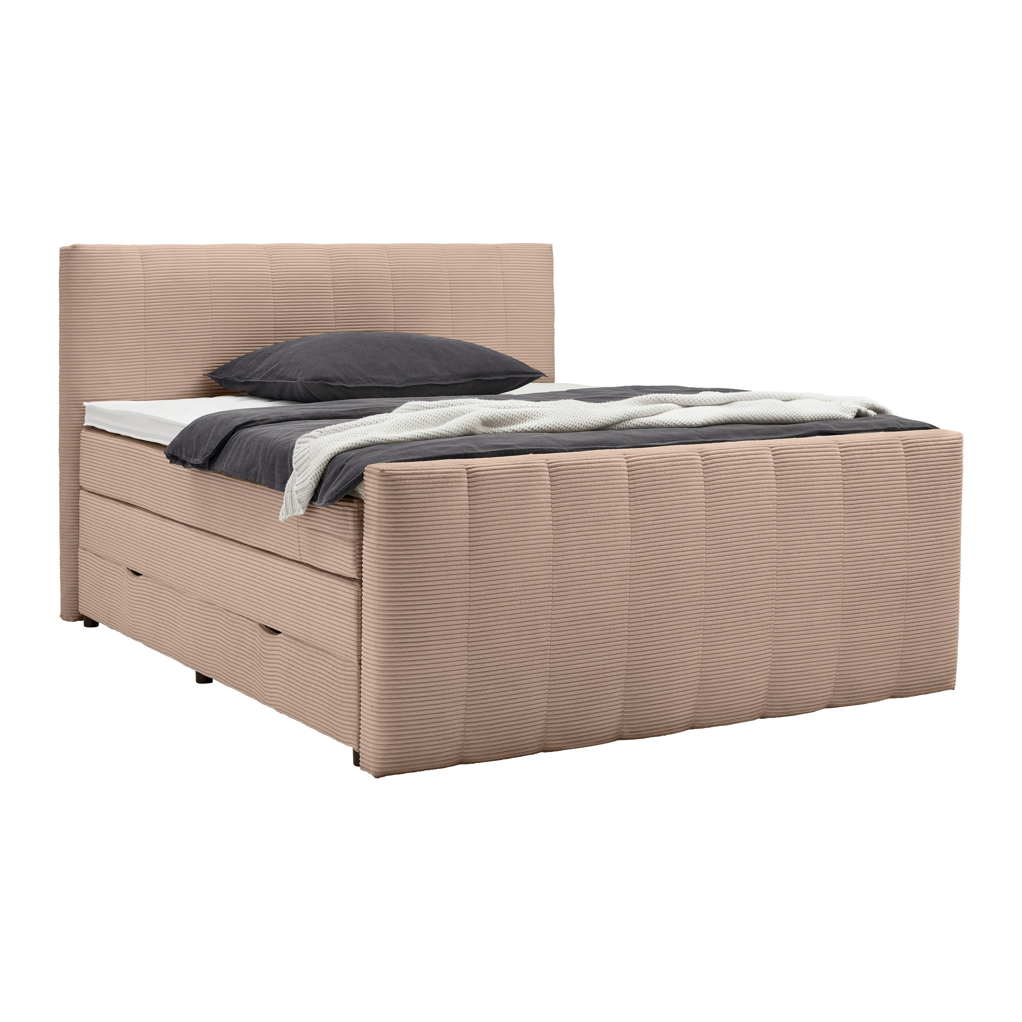 Boxspringbett Malaga Braun ca. 180x200cm - Silberfarben/Schwarz, KONVENTIONELL, Holzwerkstoff/Kunststoff (180/200cm) - Premium Living