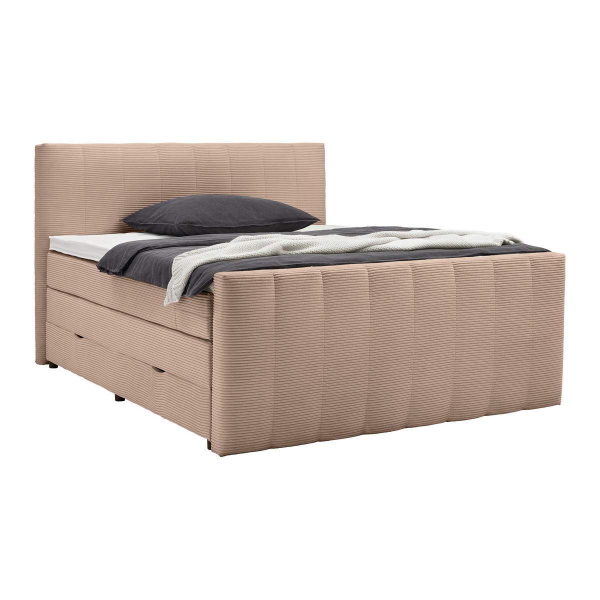 Boxspringbett Malaga Braun ca. 160x200cm - Silberfarben/Schwarz, KONVENTIONELL, Holz/Holzwerkstoff (160/200cm) - Premium Living