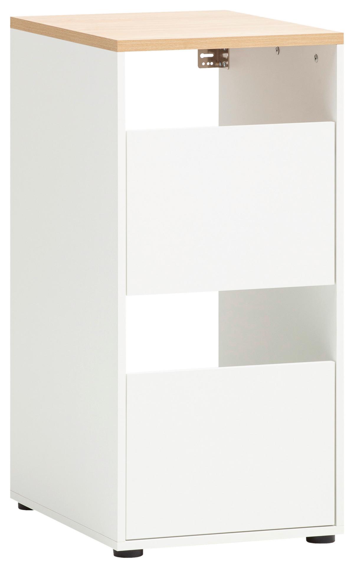 Mehrzweckschrank Solea Weiß/Eiche - Eichefarben/Schwarz, MODERN, Holzwerkstoff/Kunststoff (45,1/95,8/60cm) - MID.YOU