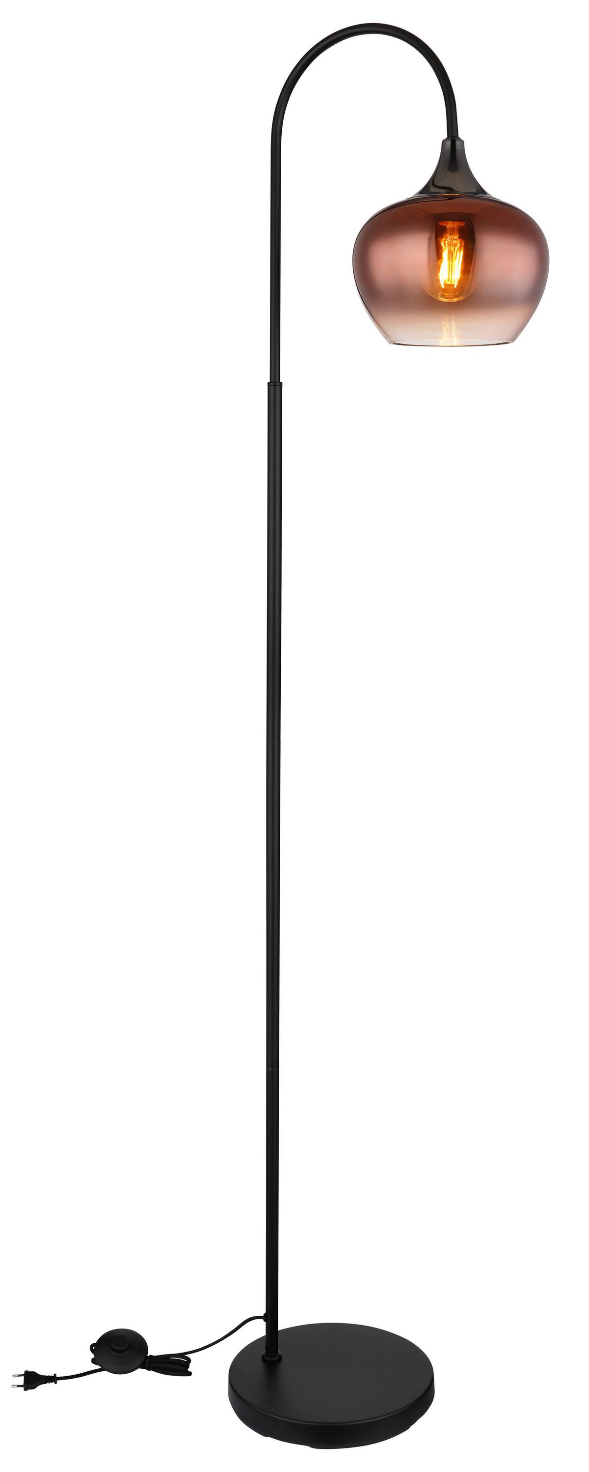 STEHLEUCHTE 15548SG MAXY - Klar/Schwarzchrom, Basics, Glas/Textil (39/25/150cm) - Globo